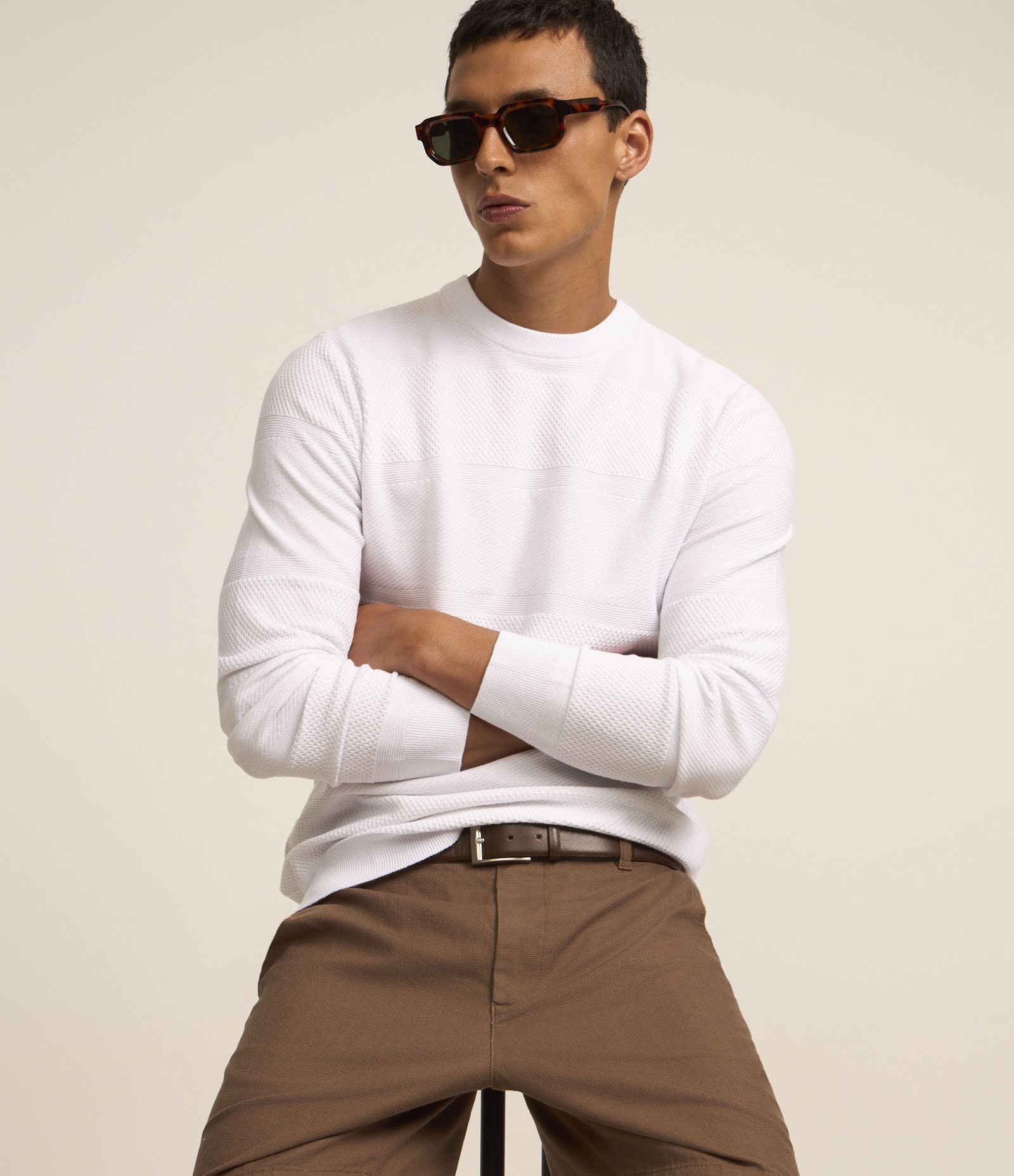 Casaco Comfort em Algodão Texturizado Off White 5