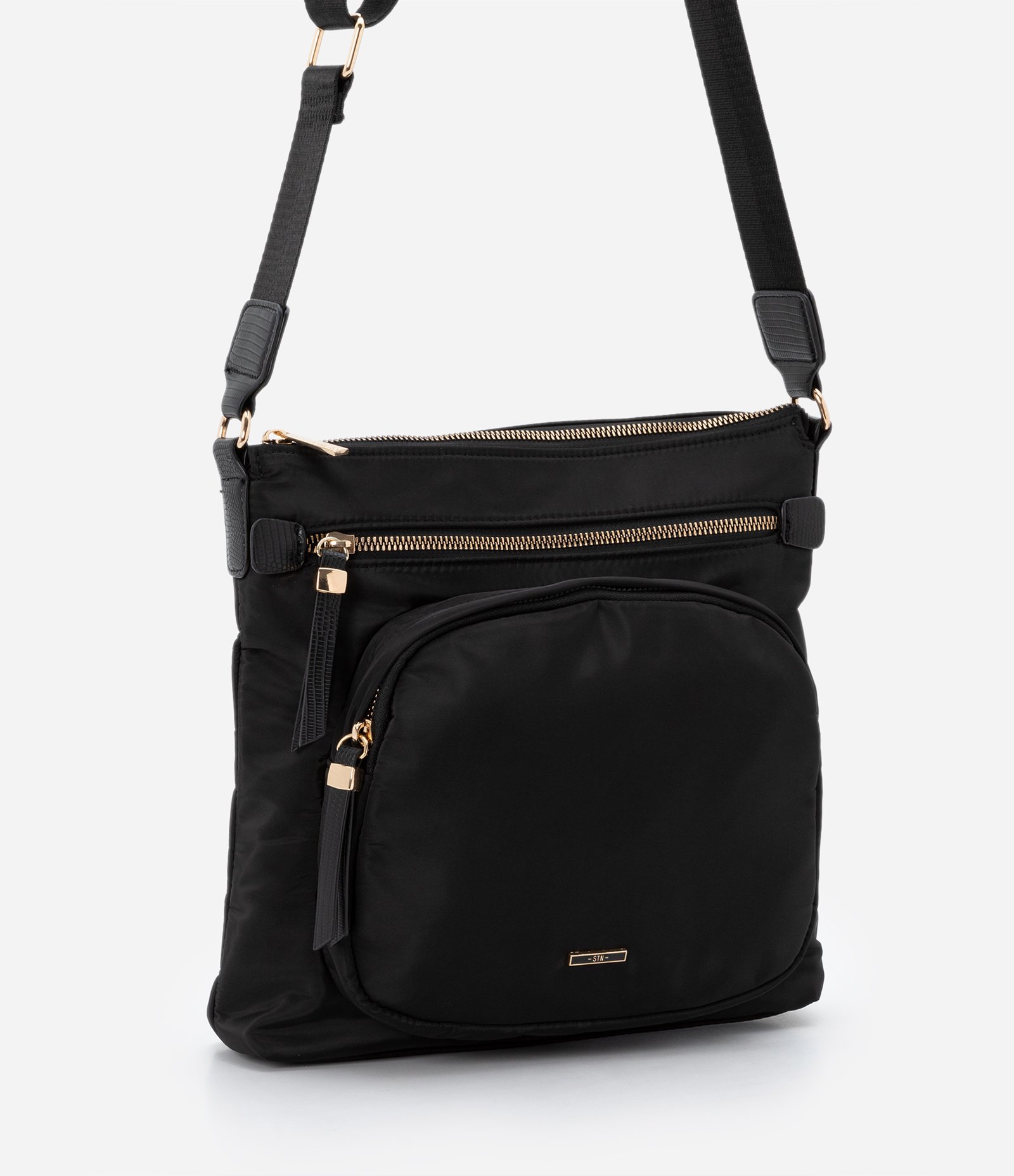 Bolsa Postman com Alça Gorgurão e Bolso Frontal Preto 2