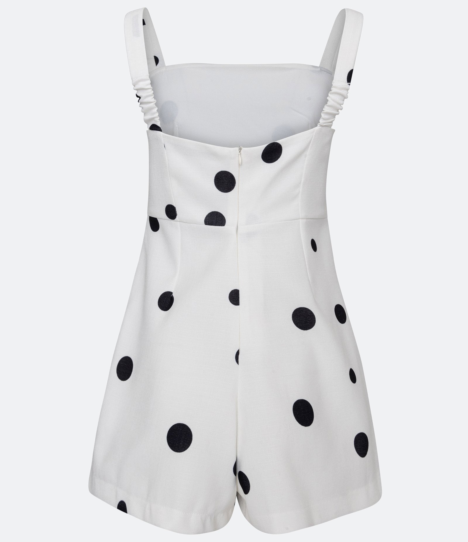 Macaquinho de Alça em Crepe com Transpasse Saia e Estampa Poá Branco Neve 7