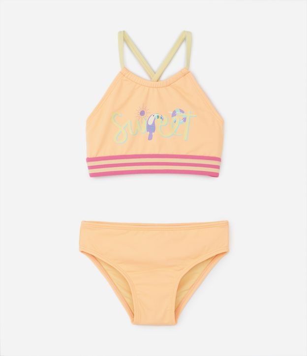 Bikini Infantil con Elástico y Estampa Sweet con Tucán Talle 2 a 4