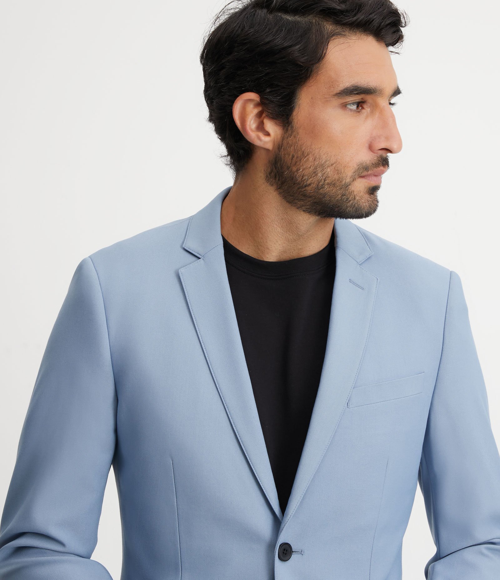 Paletó Slim Básico em Poliviscose com Bolsos Azul Claro 3