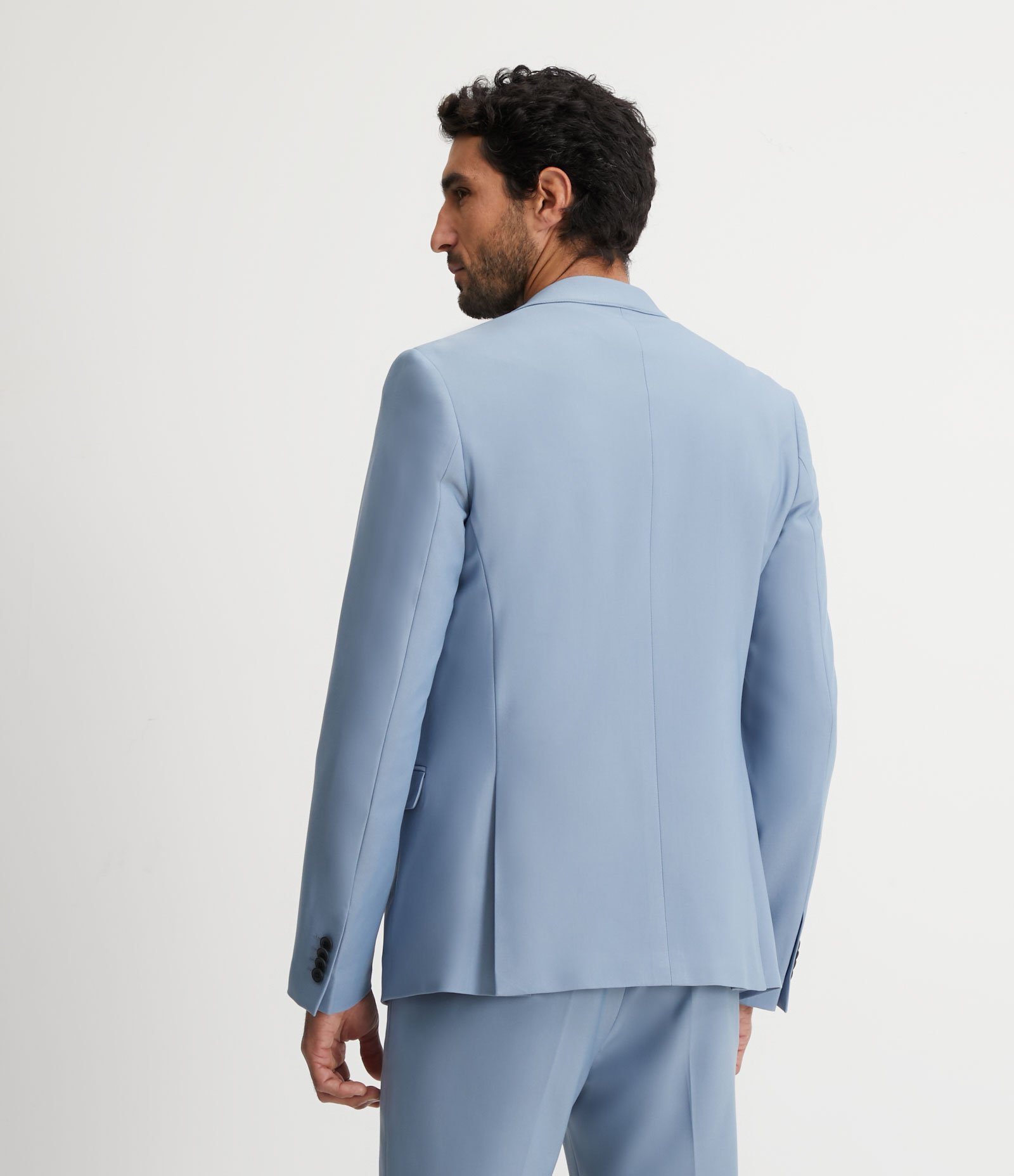 Paletó Slim Básico em Poliviscose com Bolsos Azul Claro 4