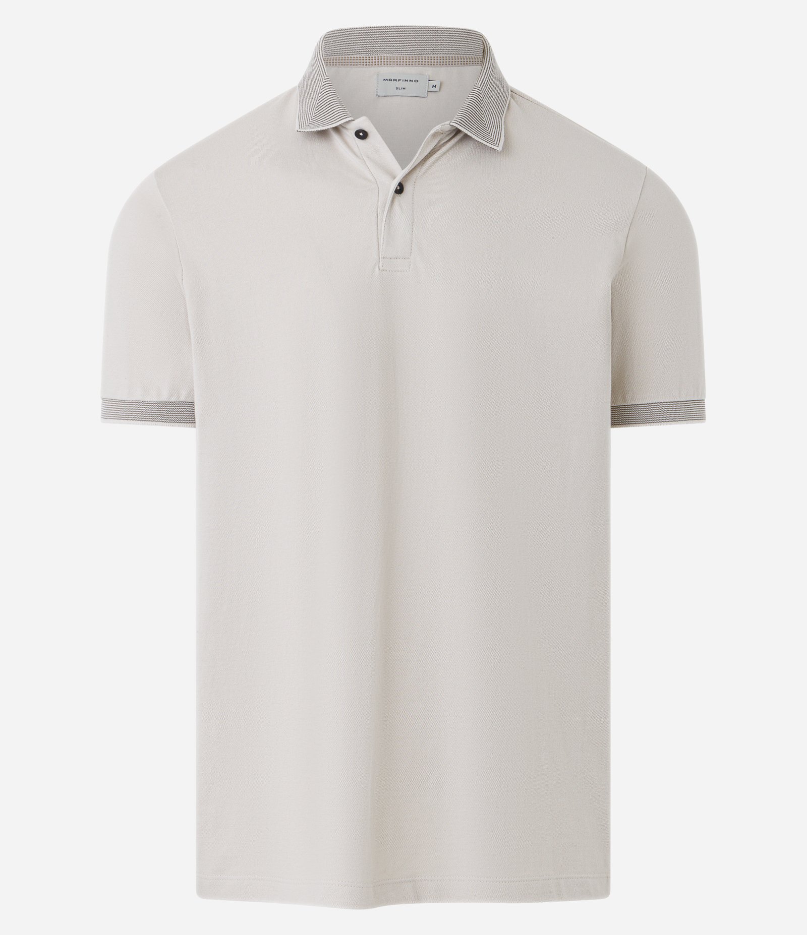 Camisa Polo Slim em Algodão com Botões e Detalhes Contrastantes Bege Gelo 5