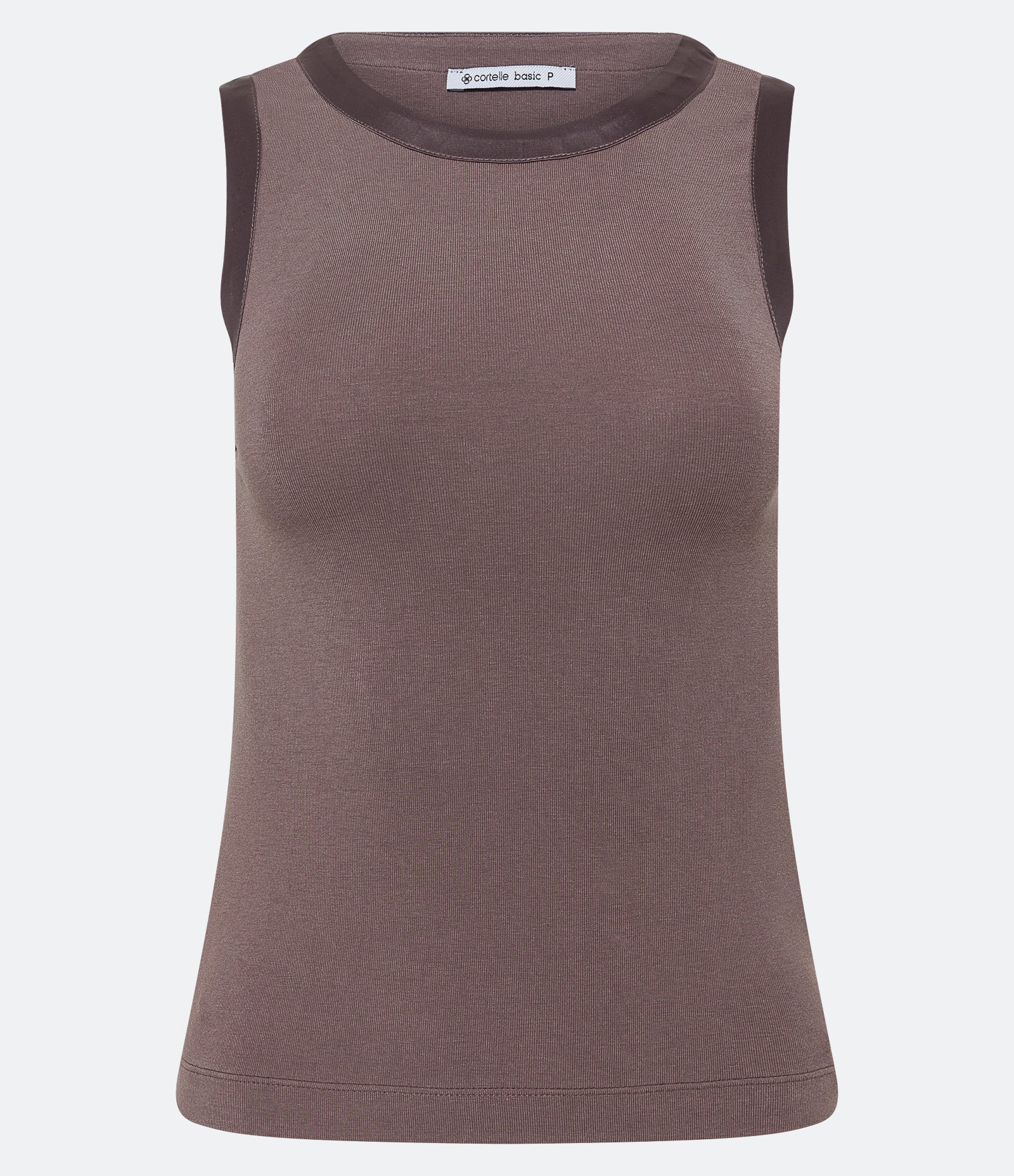 Blusa em Viscose com Cava Acetinada Marrom 6