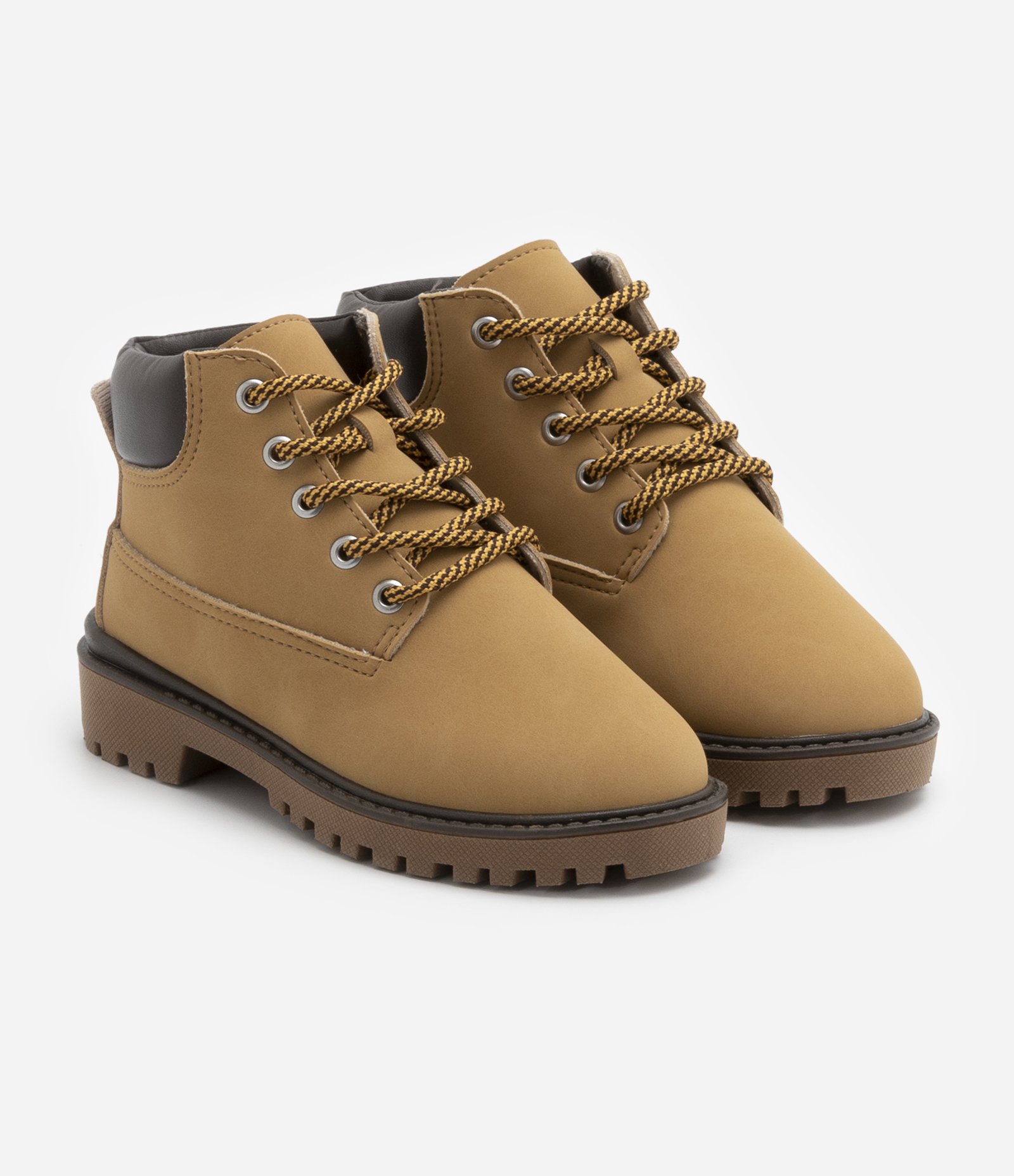 Bota Infantil com Sola Tratorada e Cadarço Bicolor - Tam 20 ao 26 Marrom Camel 1