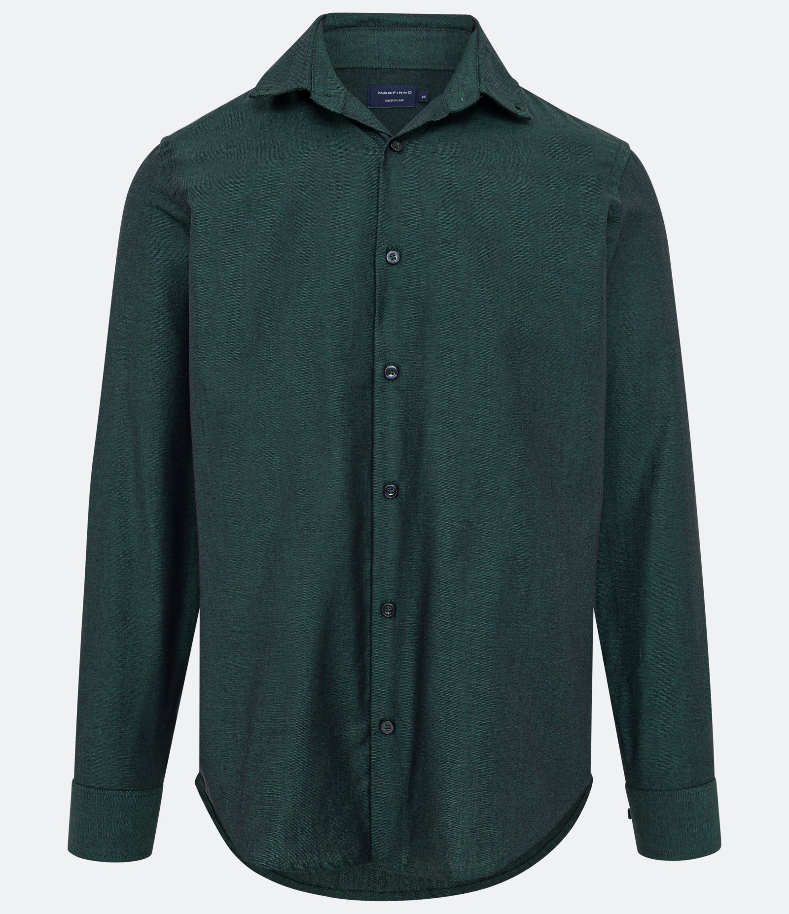 Camisa Regular Básica em Oxford Verde Escuro 6