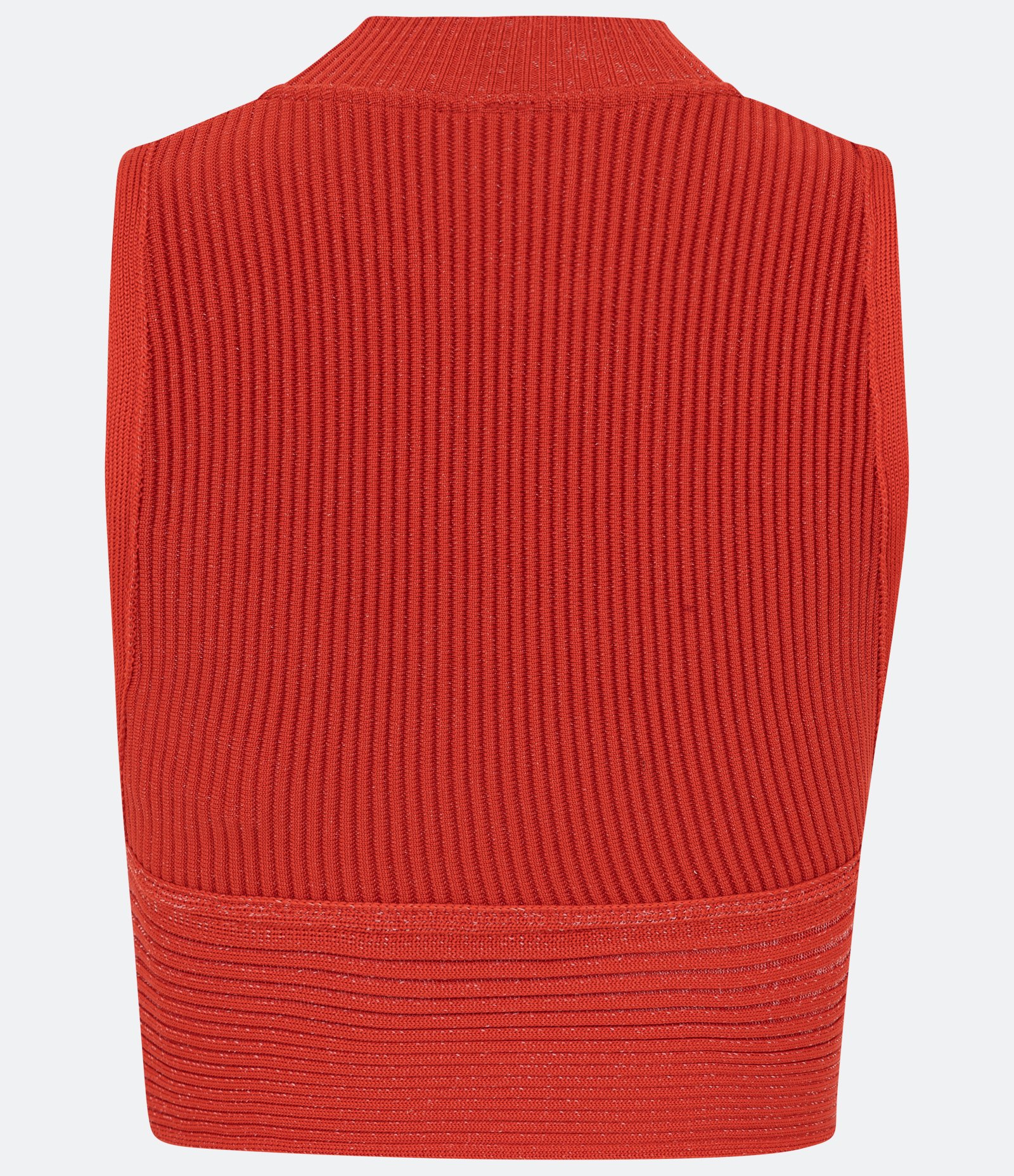 Blusa Cropped Sem Manga em Tricô com Textura Canelada Vermelho 6
