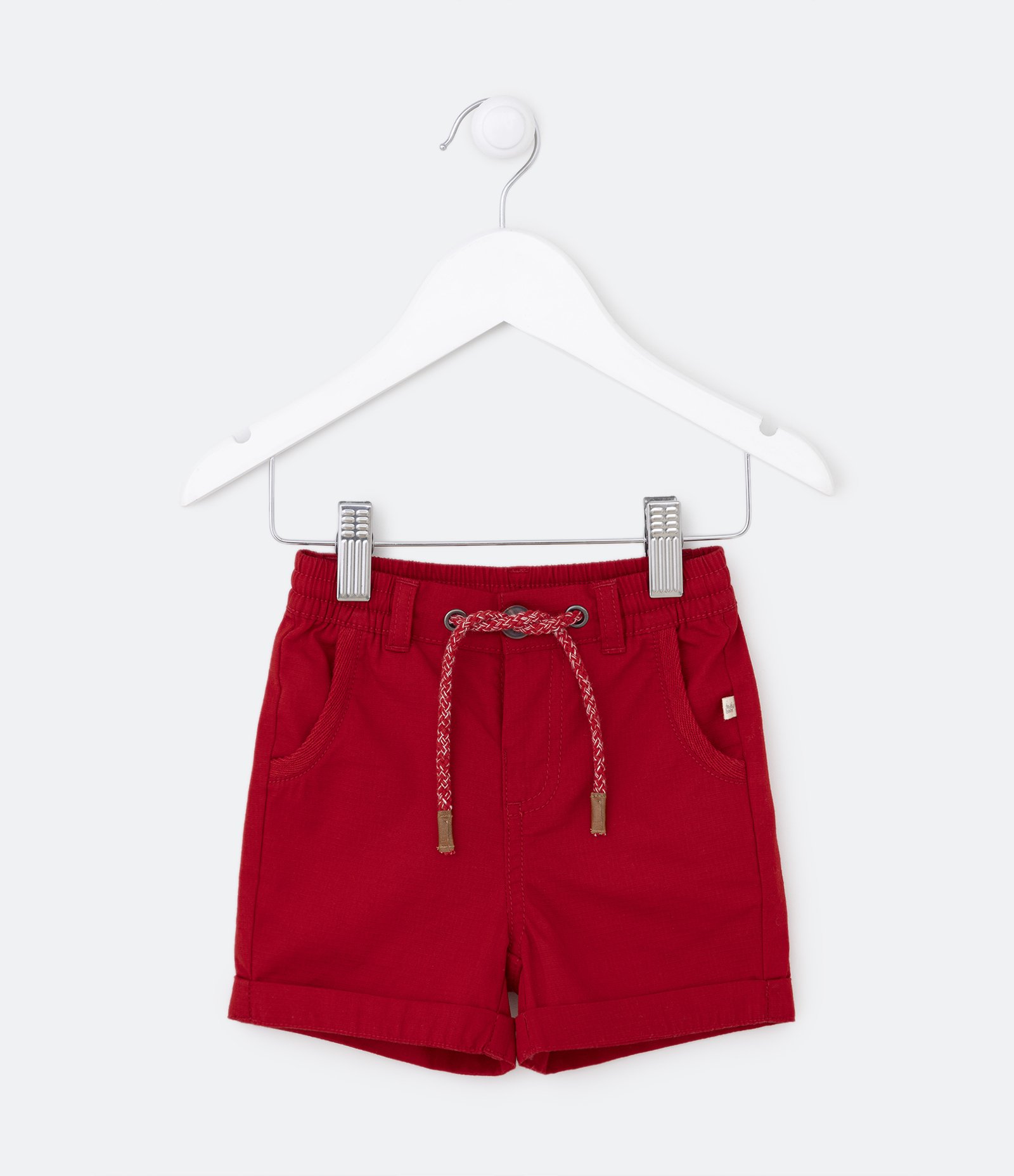 Bermuda Básica Infantil em Sarja com Cordão Bicolor - Tam 0 a 18 meses Vermelho 2