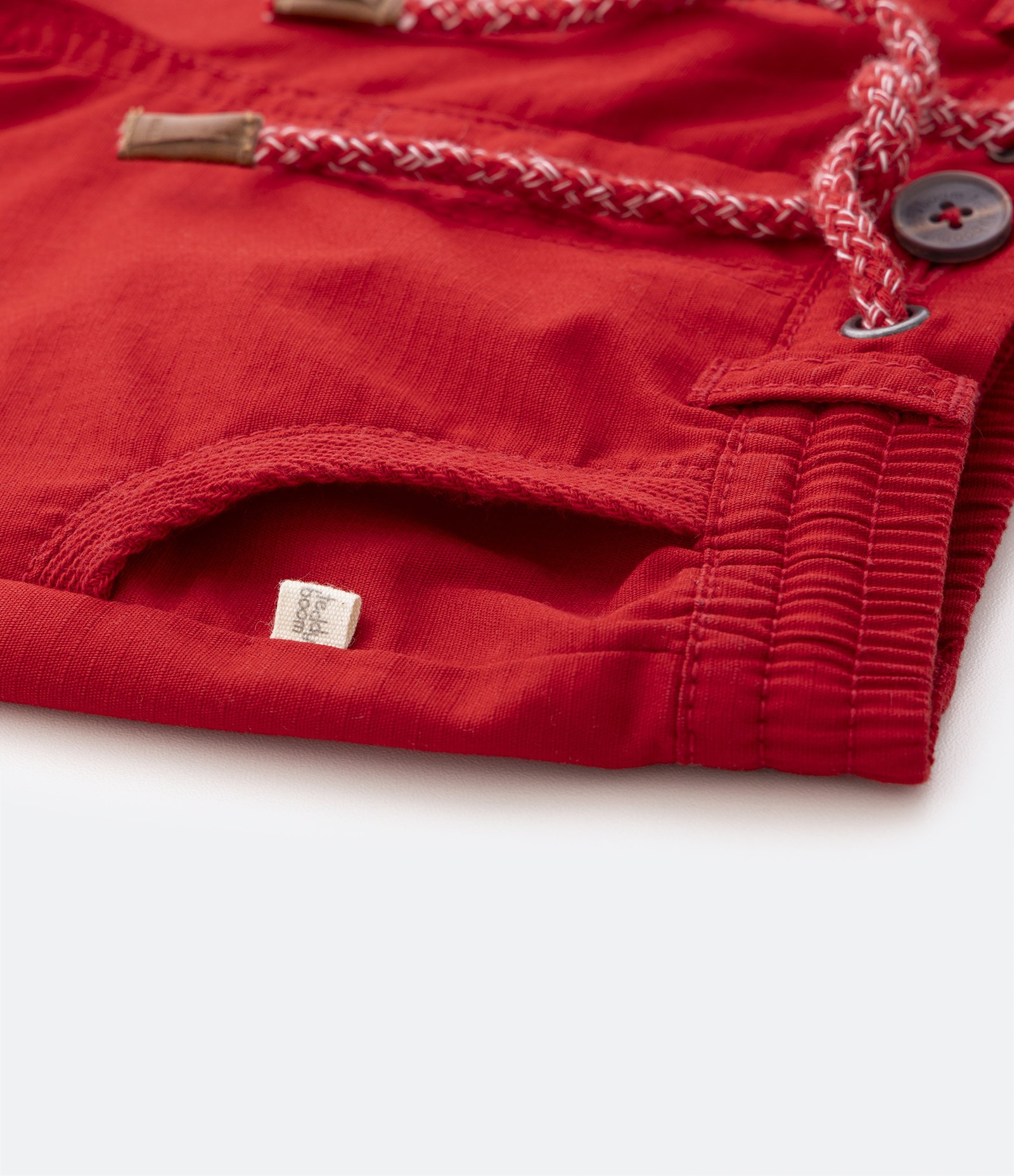 Bermuda Básica Infantil em Sarja com Cordão Bicolor - Tam 0 a 18 meses Vermelho 4