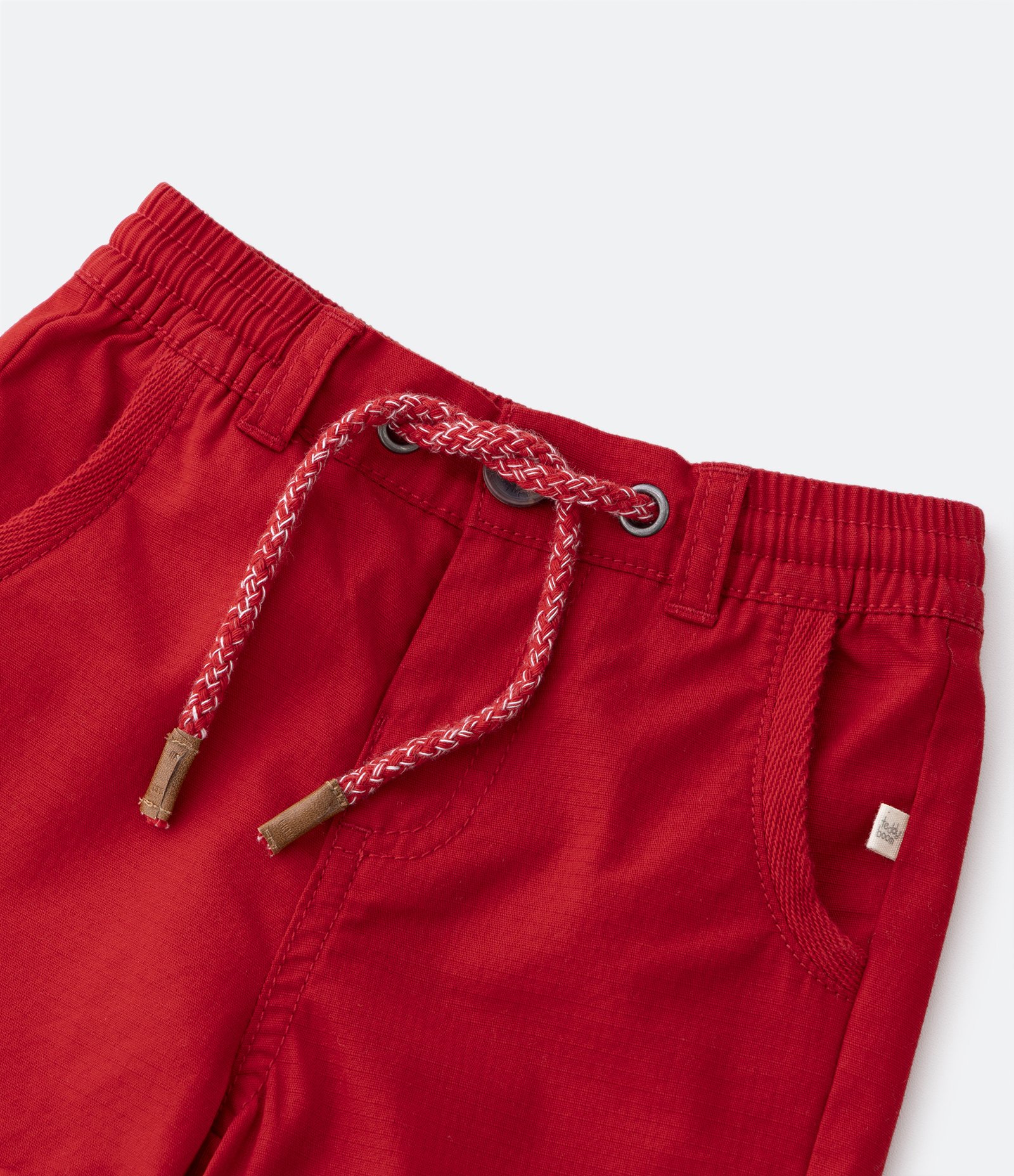 Bermuda Básica Infantil em Sarja com Cordão Bicolor - Tam 0 a 18 meses Vermelho 7