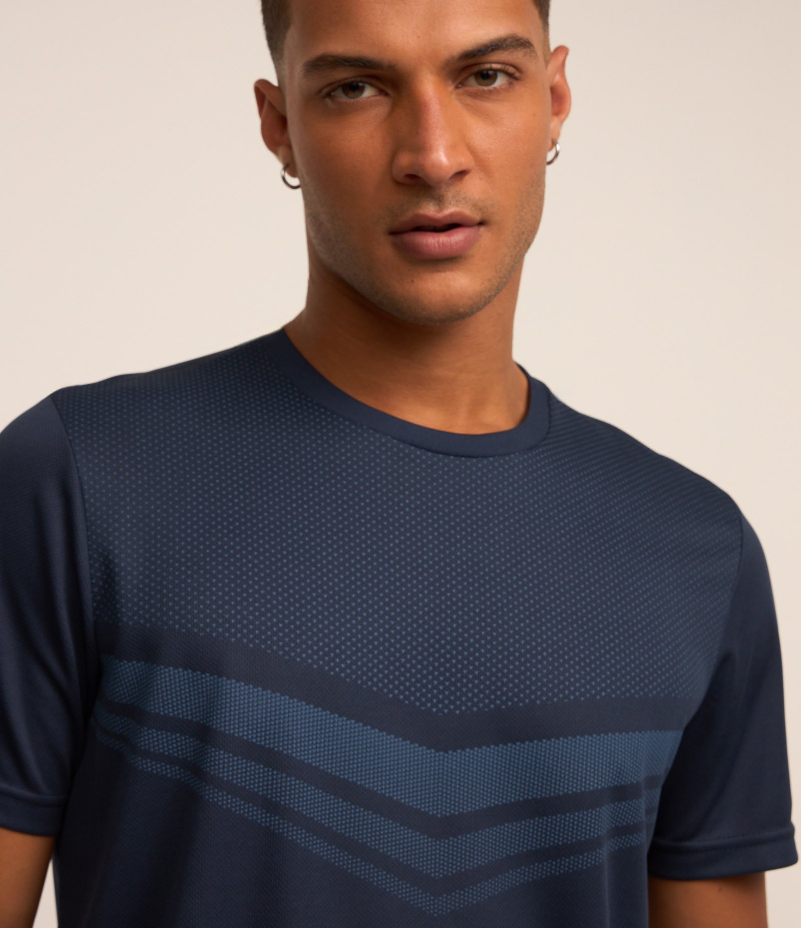 Camiseta Esportiva com Estampa Delta Pontilhado e Manga Curta Azul 3