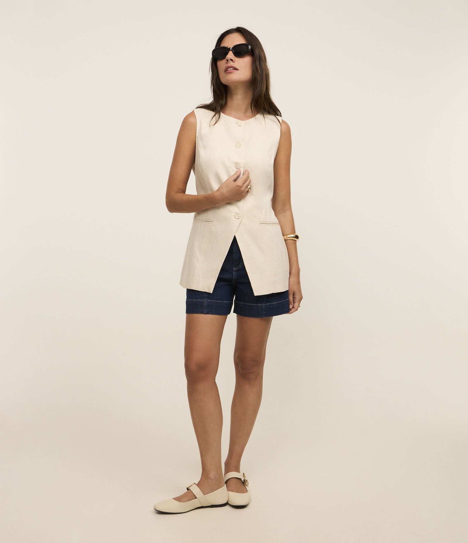 Bermuda Jeans com Barra Larga e Bolso Faca Azul 2