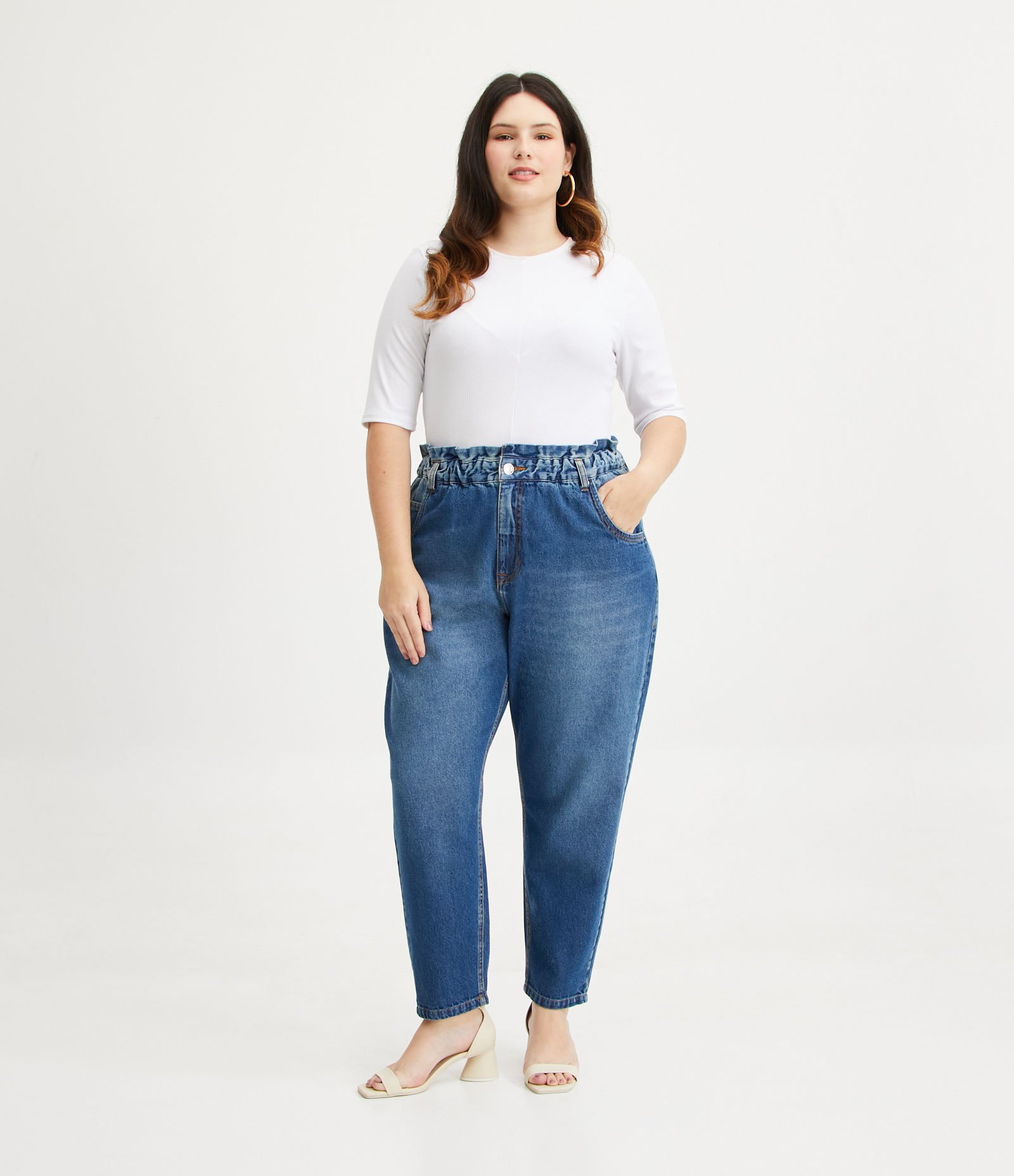 Calça Clochard Jeans Curve & Plus Size Azul 1