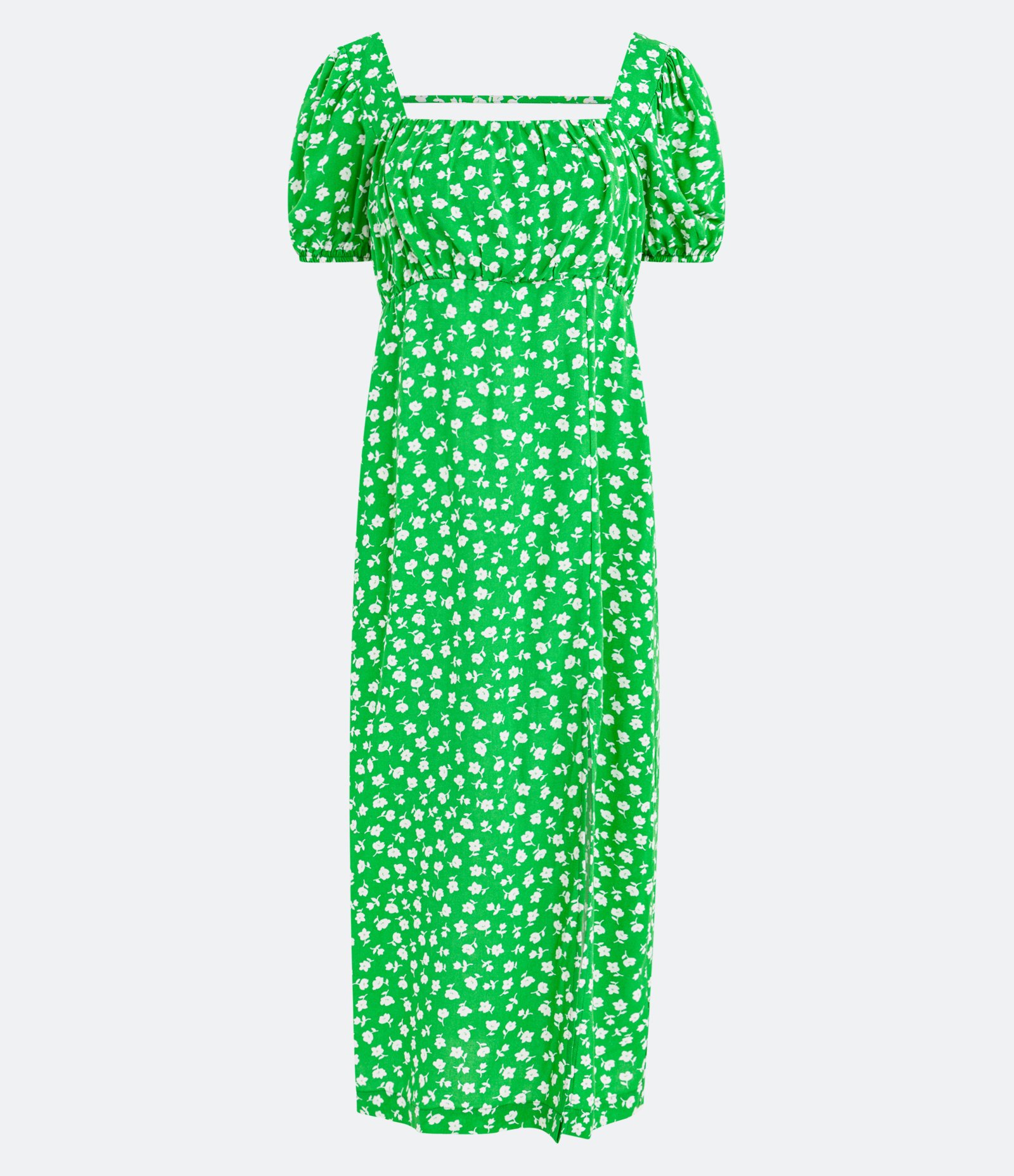 Vestido Midi em Viscose com Manga Curta e Estampa Floral Verde 7