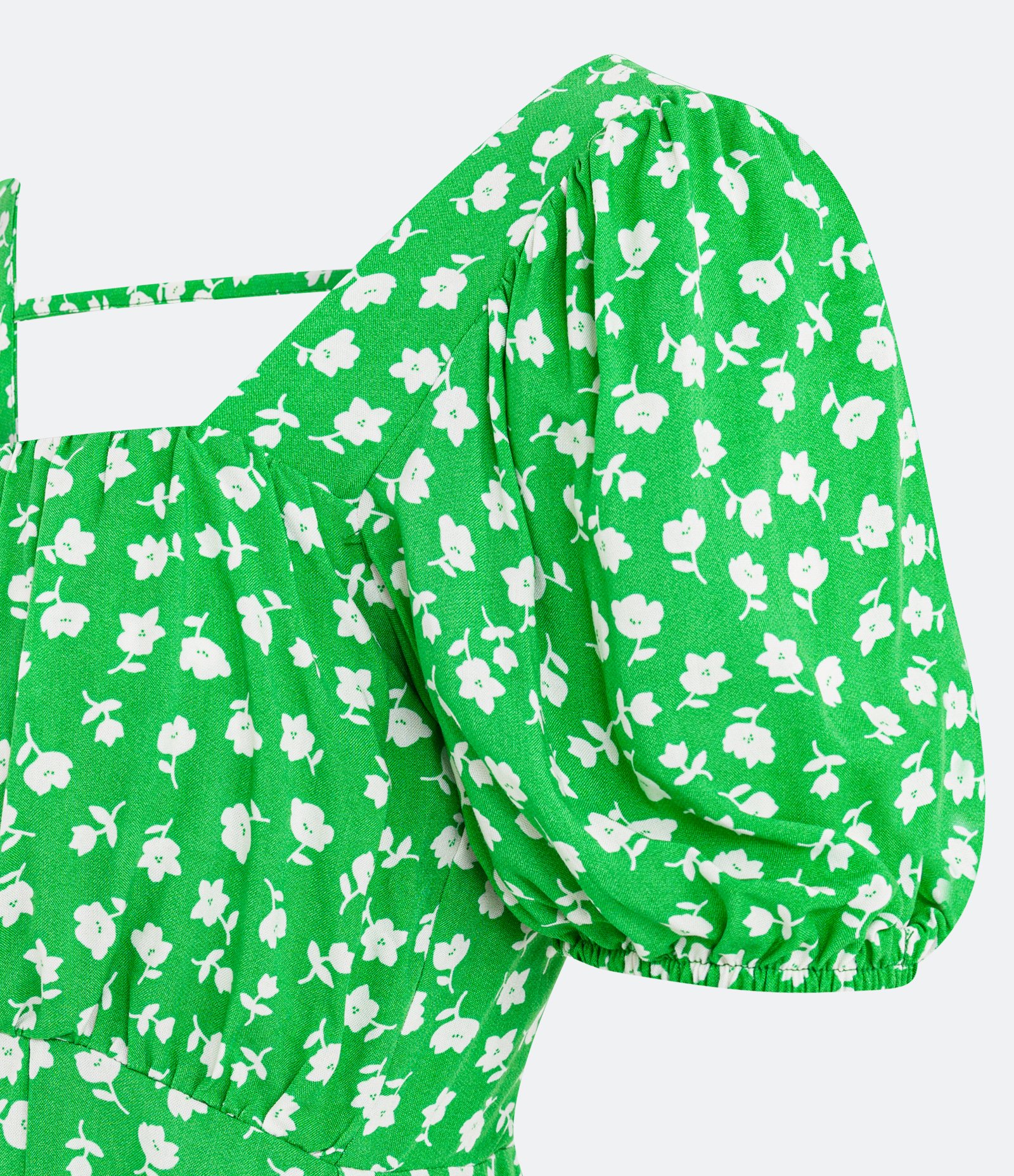 Vestido Midi em Viscose com Manga Curta e Estampa Floral Verde 8