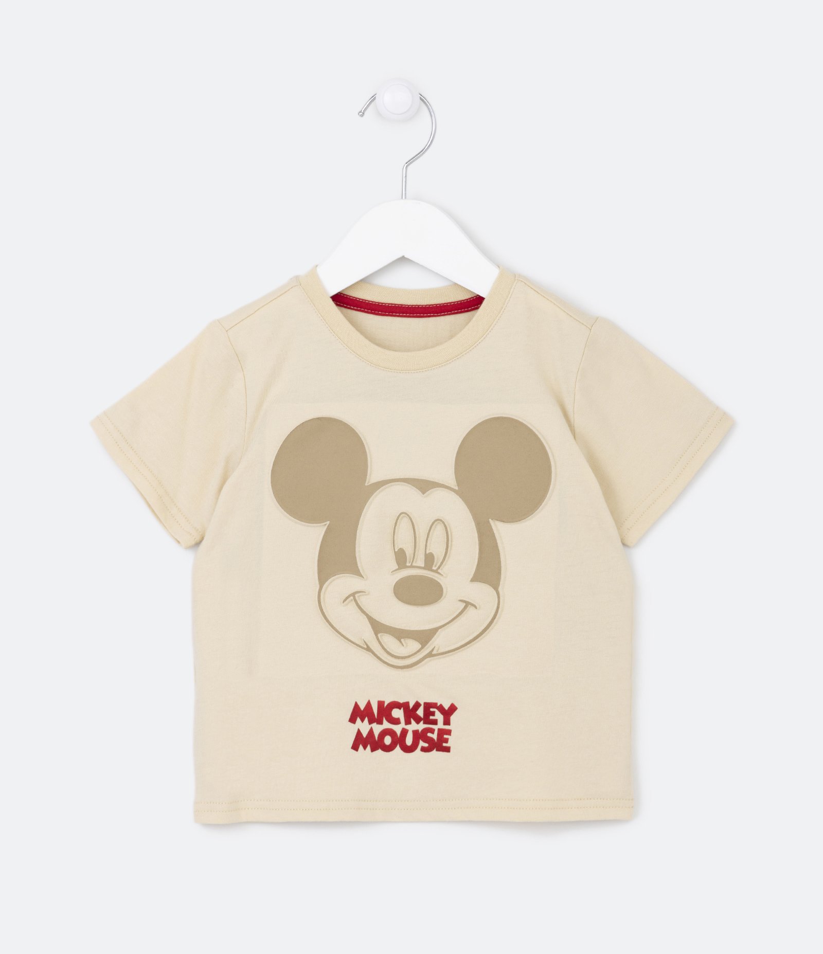 Camiseta Infantil com Estampa em Relevo Mickey Mouse - Tam 1 a 5 Anos Bege 1