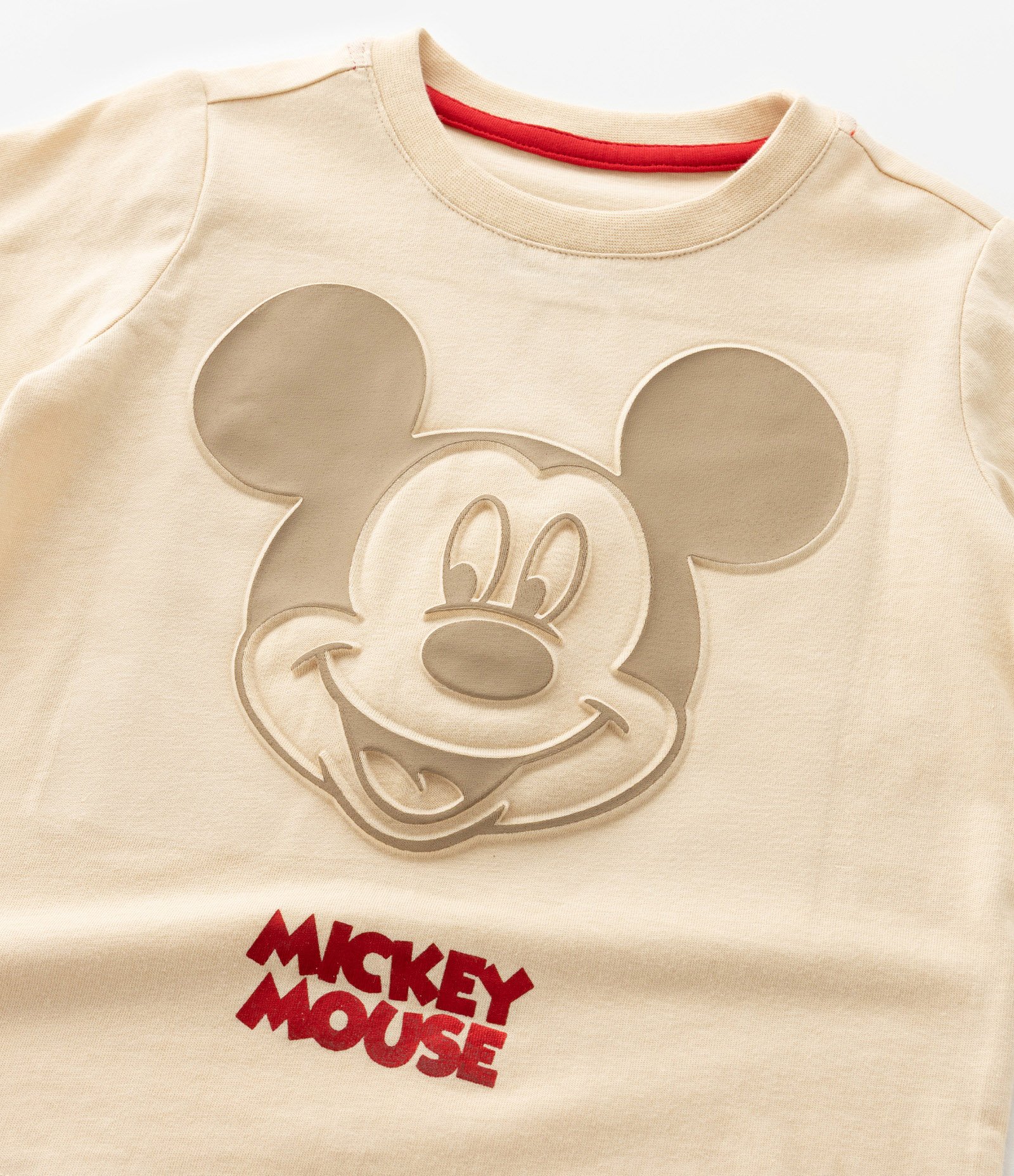 Camiseta Infantil com Estampa em Relevo Mickey Mouse - Tam 1 a 5 Anos Bege 5