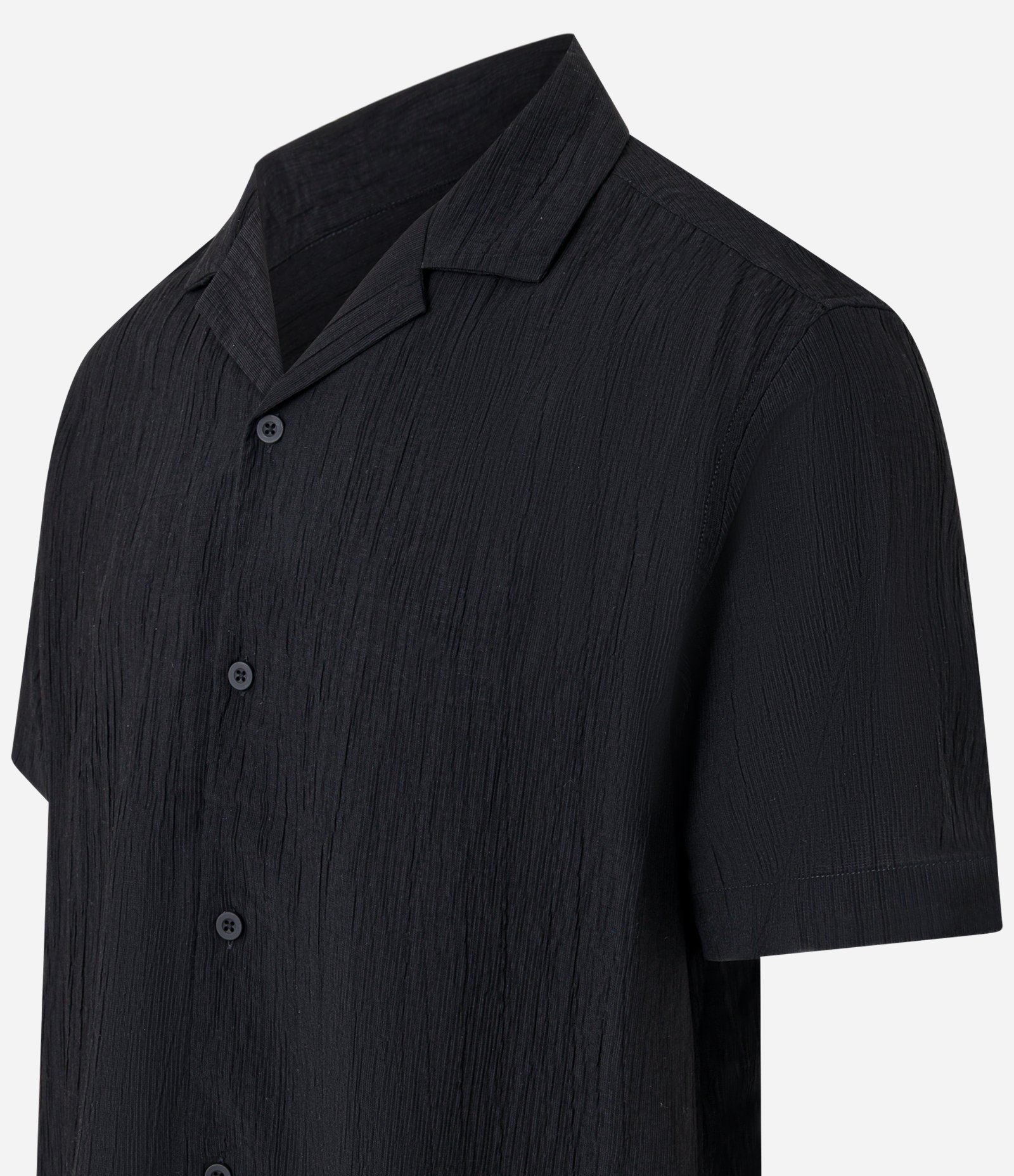 Camisa Boxy Texturizada com Gola Bowling Preto 7