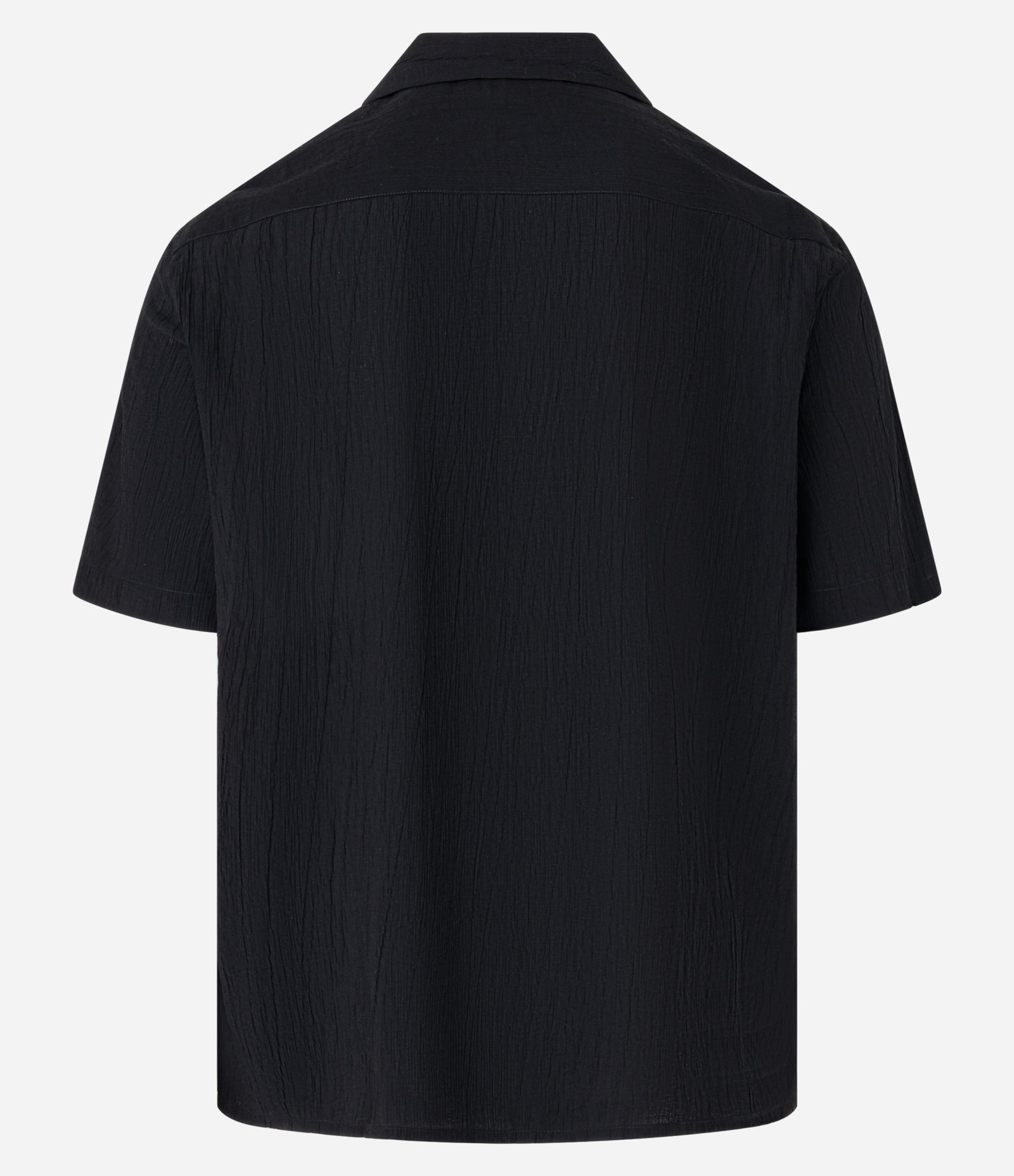 Camisa Boxy Texturizada com Gola Bowling Preto 8