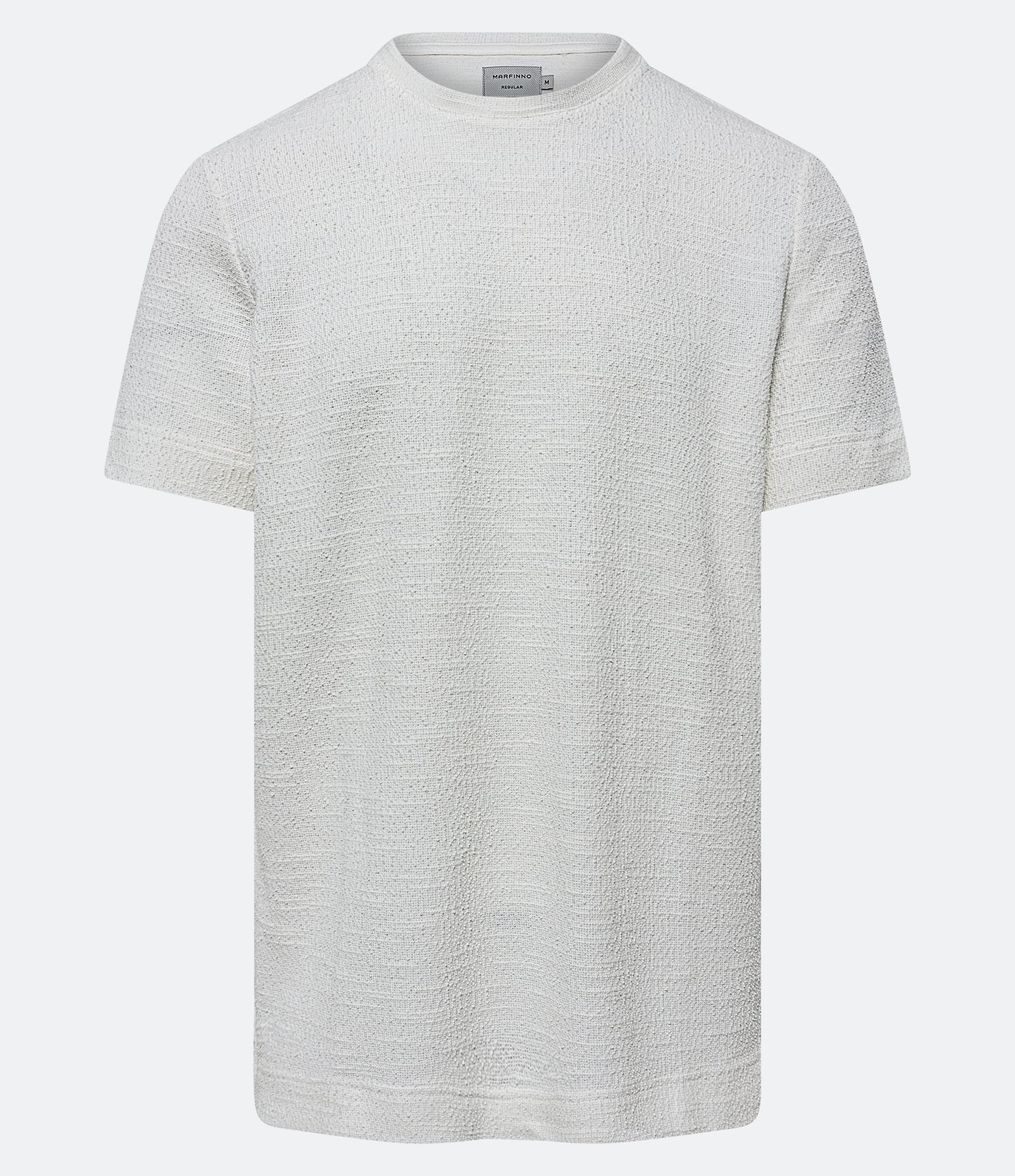 Camiseta Regular em Malha Texturizada Off White 5