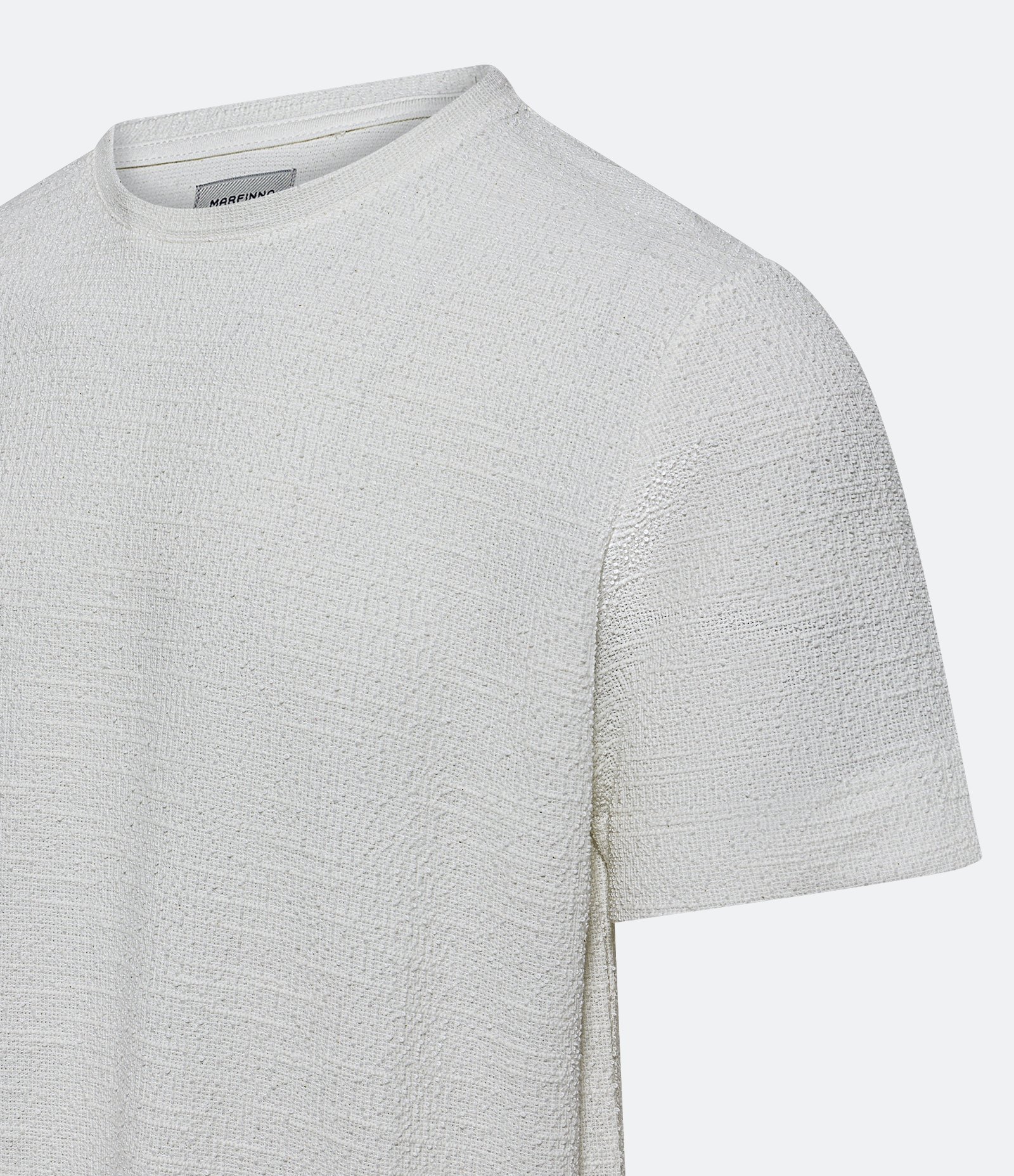 Camiseta Regular em Malha Texturizada Off White 6