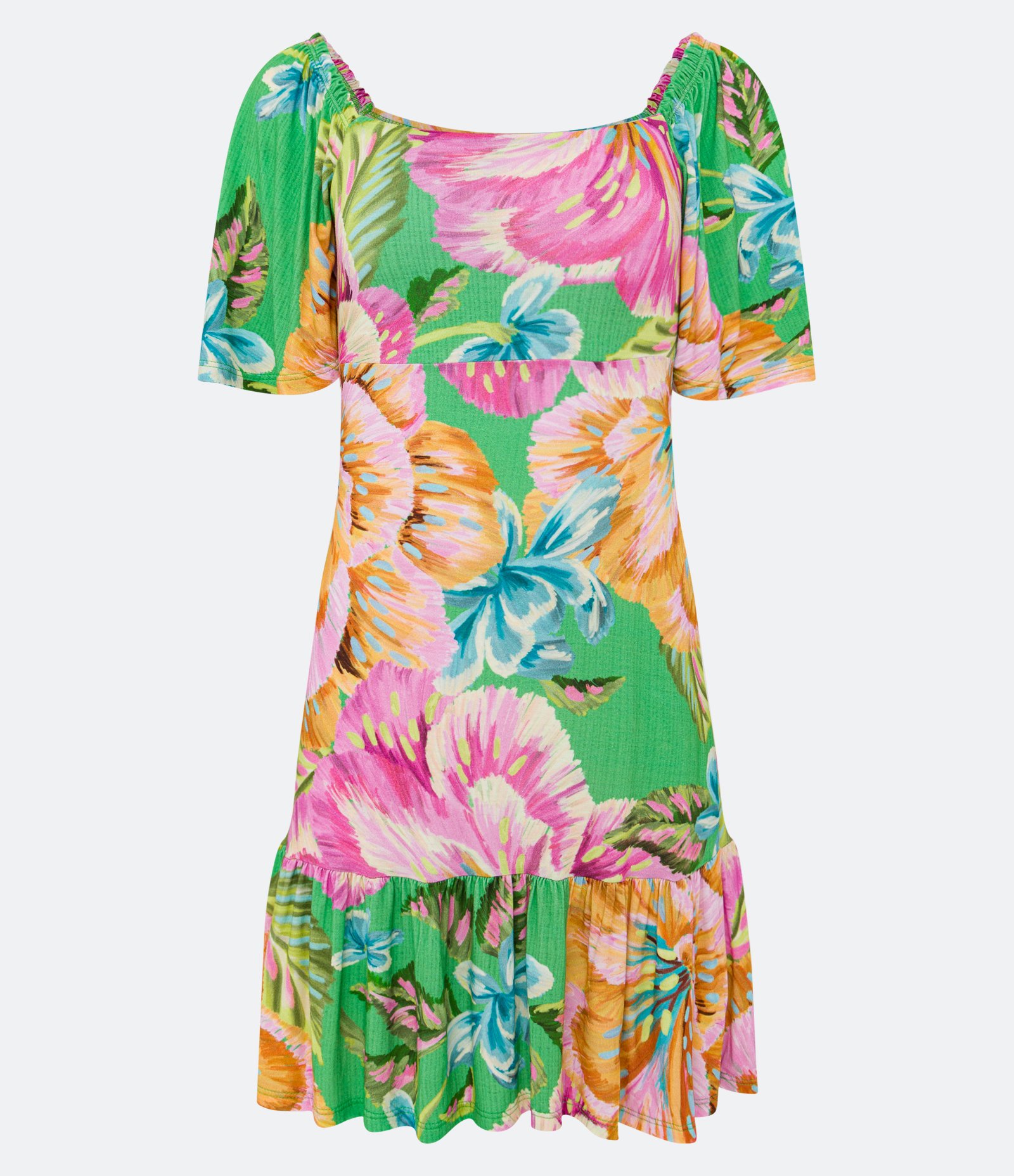Vestido em Viscose com Manga com Pregas e Estampa Floral Multicores 5