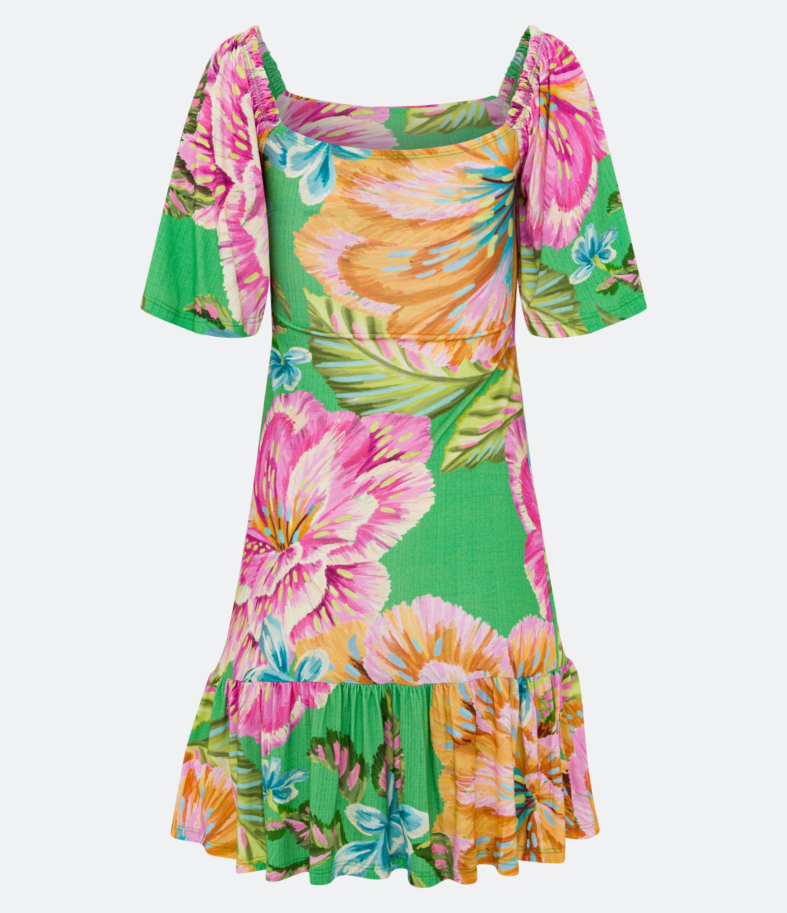 Vestido em Viscose com Manga com Pregas e Estampa Floral Multicores 6