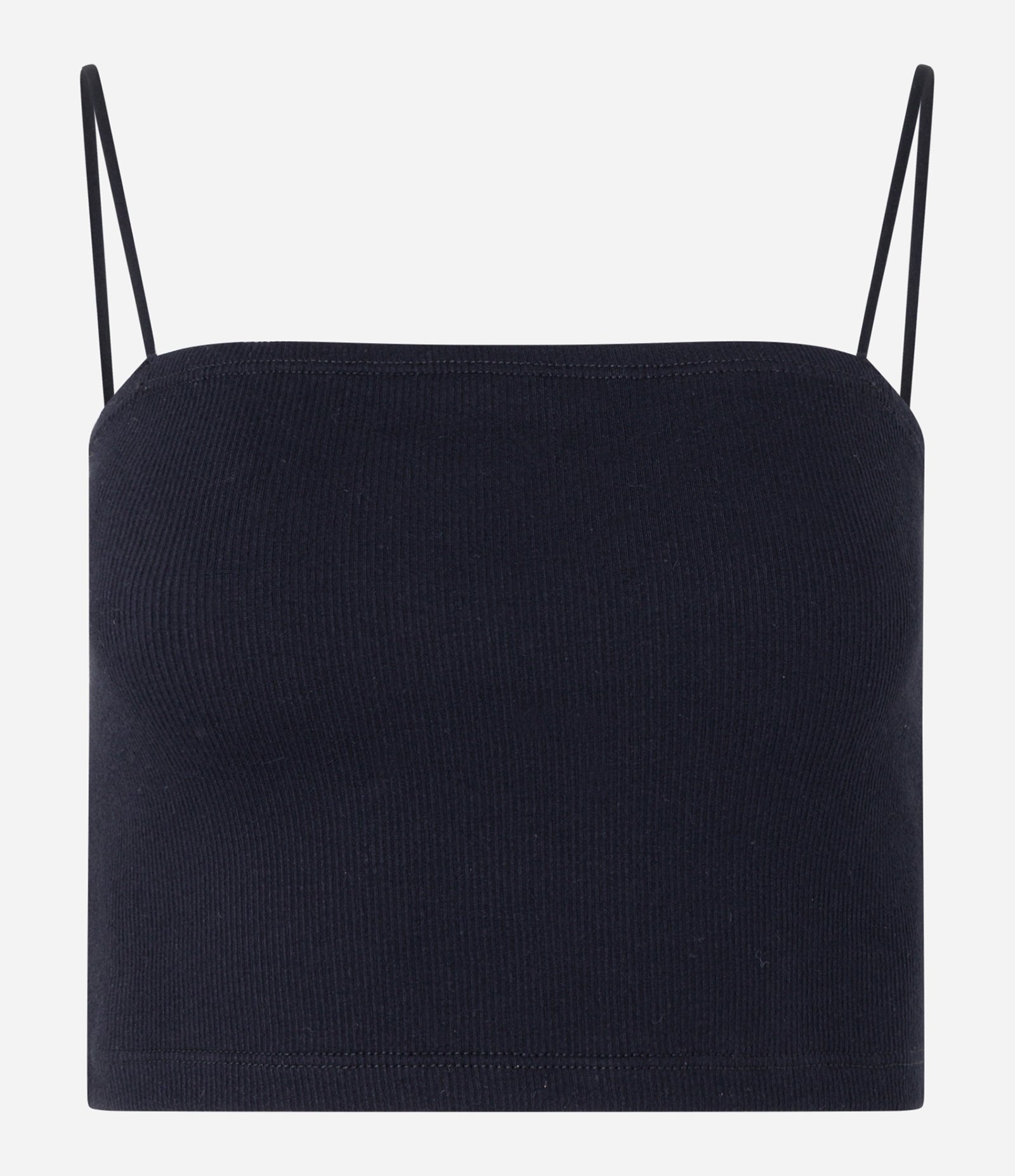 Blusa Cropped de Alça em Ribana Texturizada Preto 5