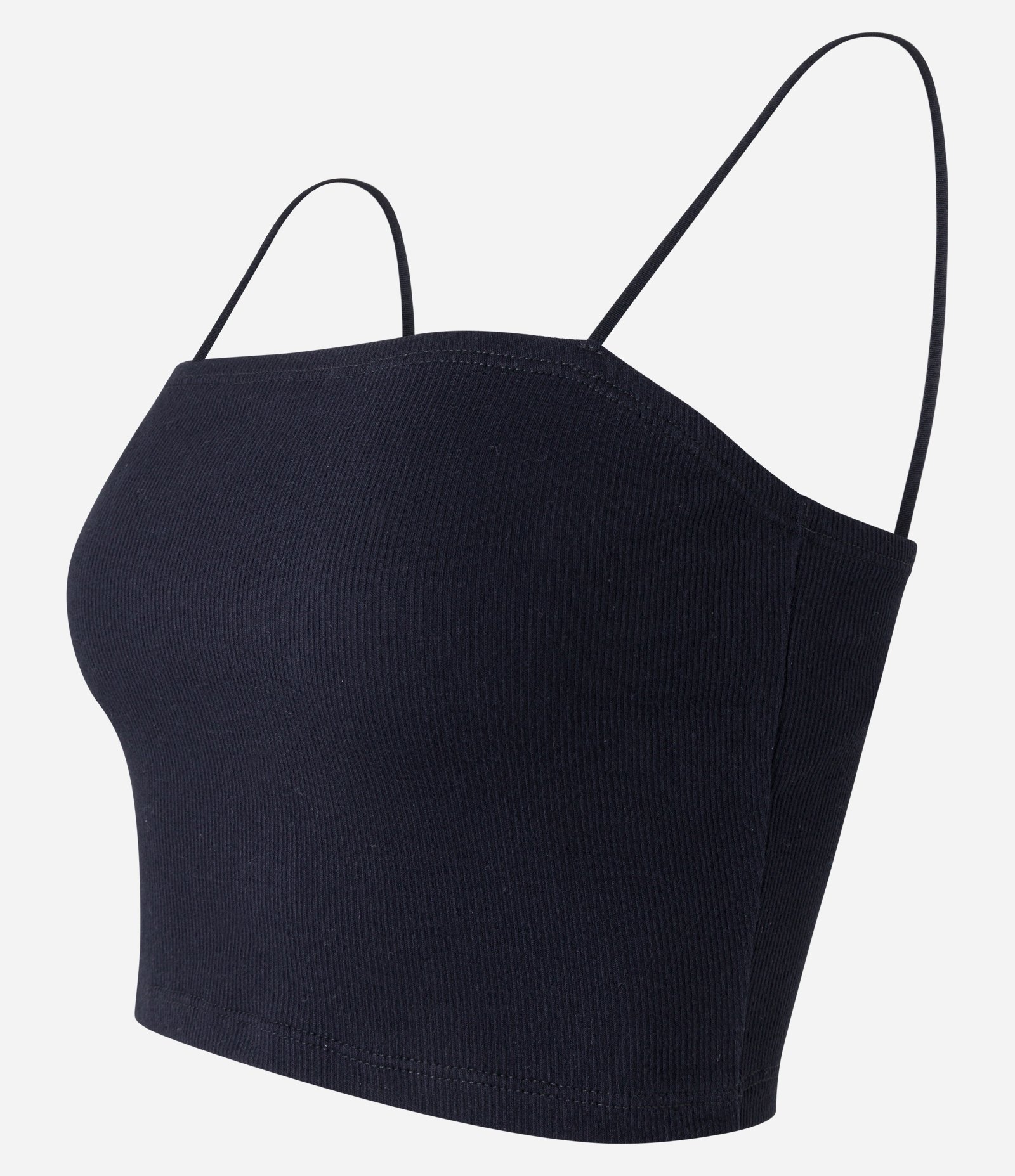 Blusa Cropped de Alça em Ribana Texturizada Preto 6