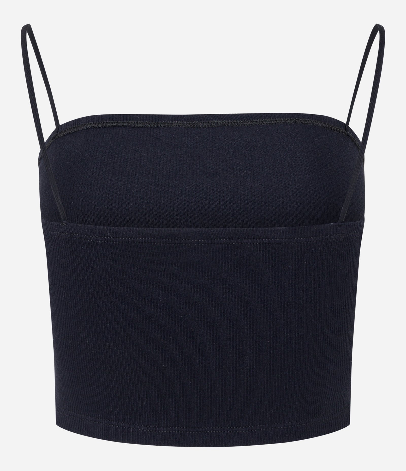 Blusa Cropped de Alça em Ribana Texturizada Preto 7