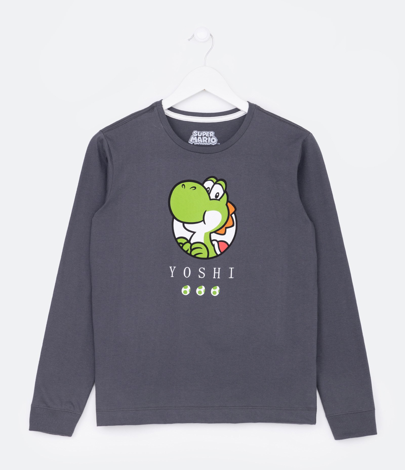 Camiseta Infantil com Estampa Yoshi Nintendo - 5 ao 14 Cinza 1