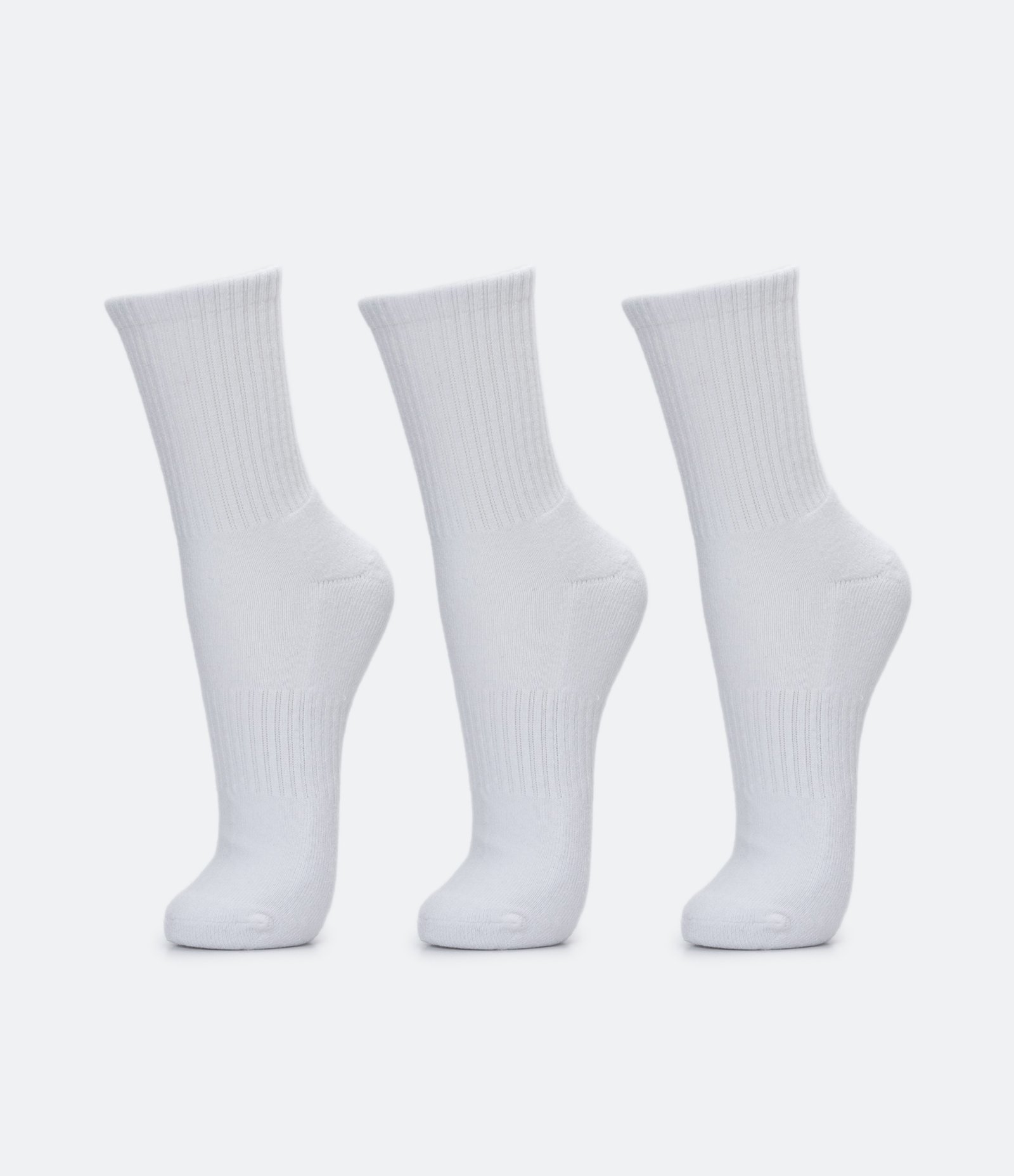 Kit 03 Meias Cano Médio Esportivas com Sola Atoalhada Branco 1