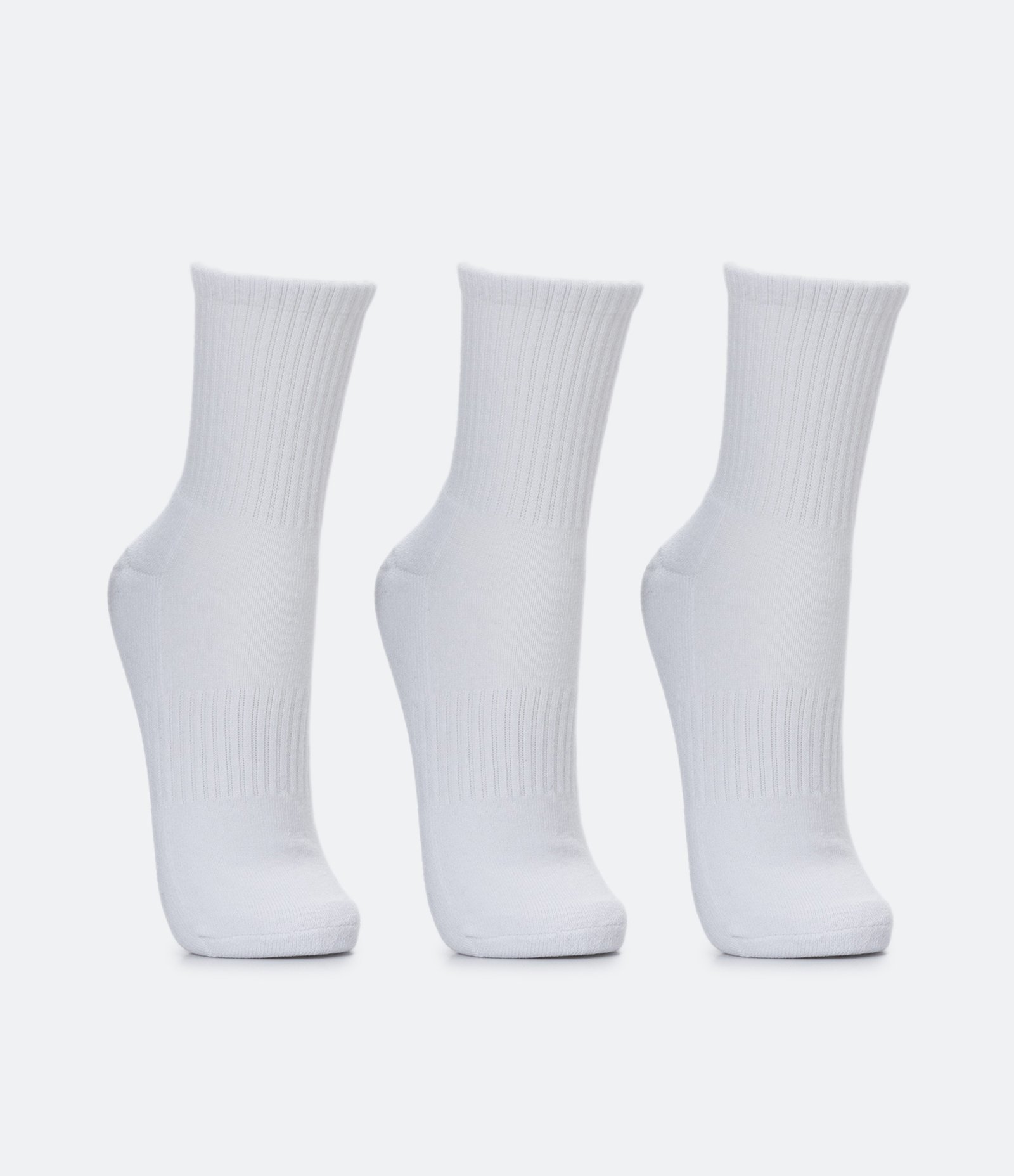 Kit 03 Meias Cano Médio Esportivas com Sola Atoalhada Branco 2