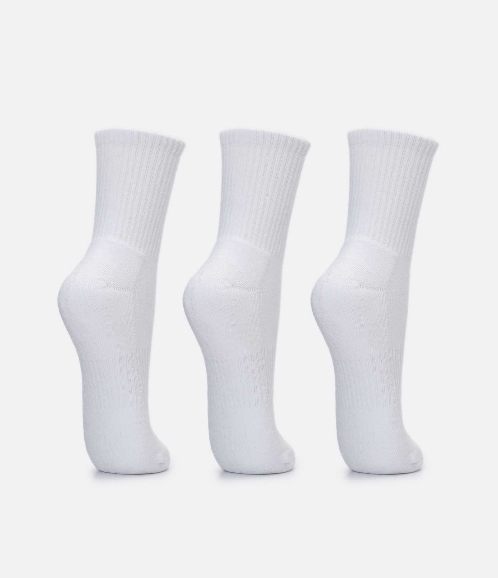 Kit 03 Meias Cano Médio Esportivas com Sola Atoalhada Branco 3