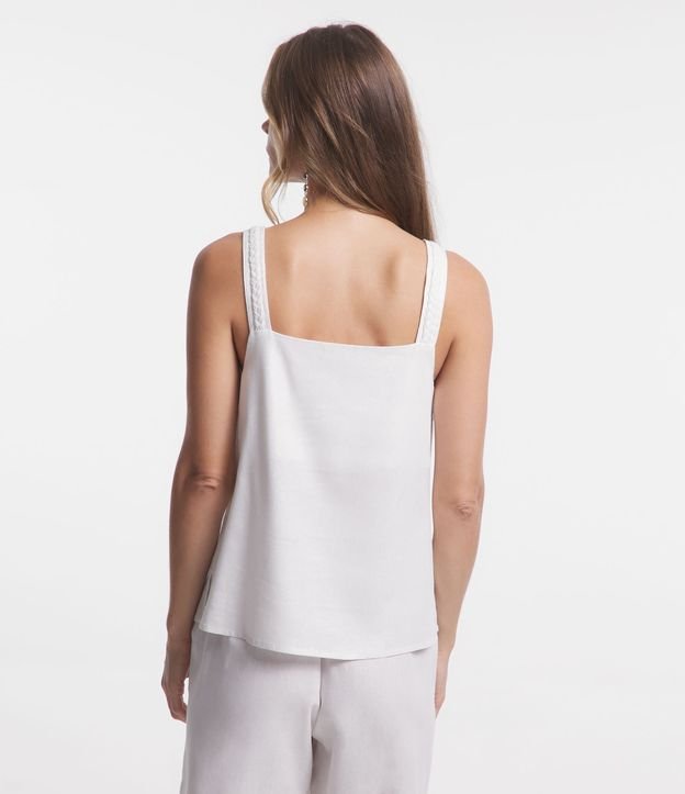 Blusa Sin Manga En Viscolino Con Detalle Trenzado En Los Tirantes Off White