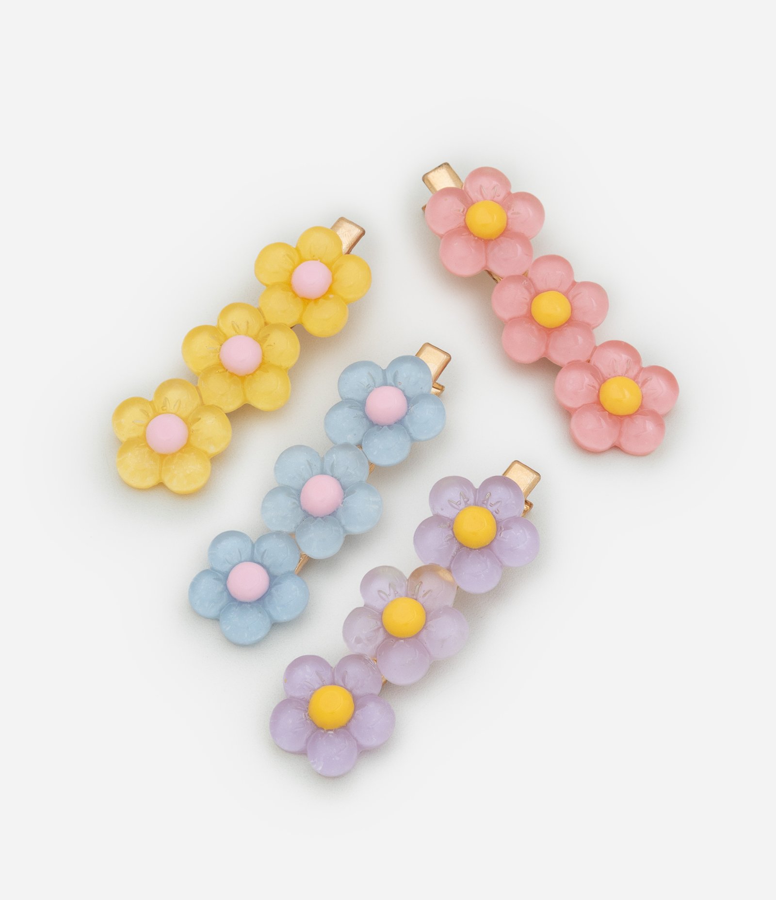 Kit 04 Presilhas de Cabelo Infantil com Florzinhas Multicores 1