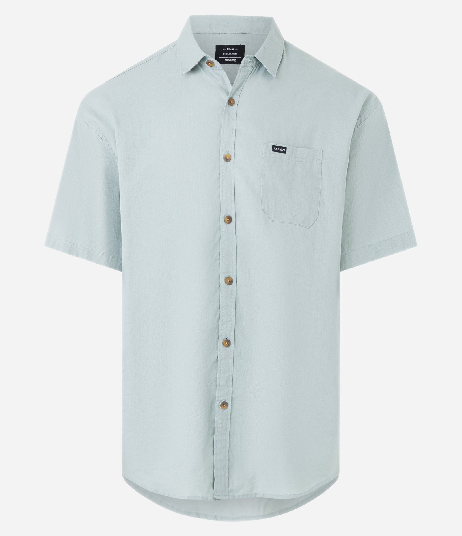 Camisa Relaxed em Cânhamo com Textura e Bolso Frontal Verde Claro 5