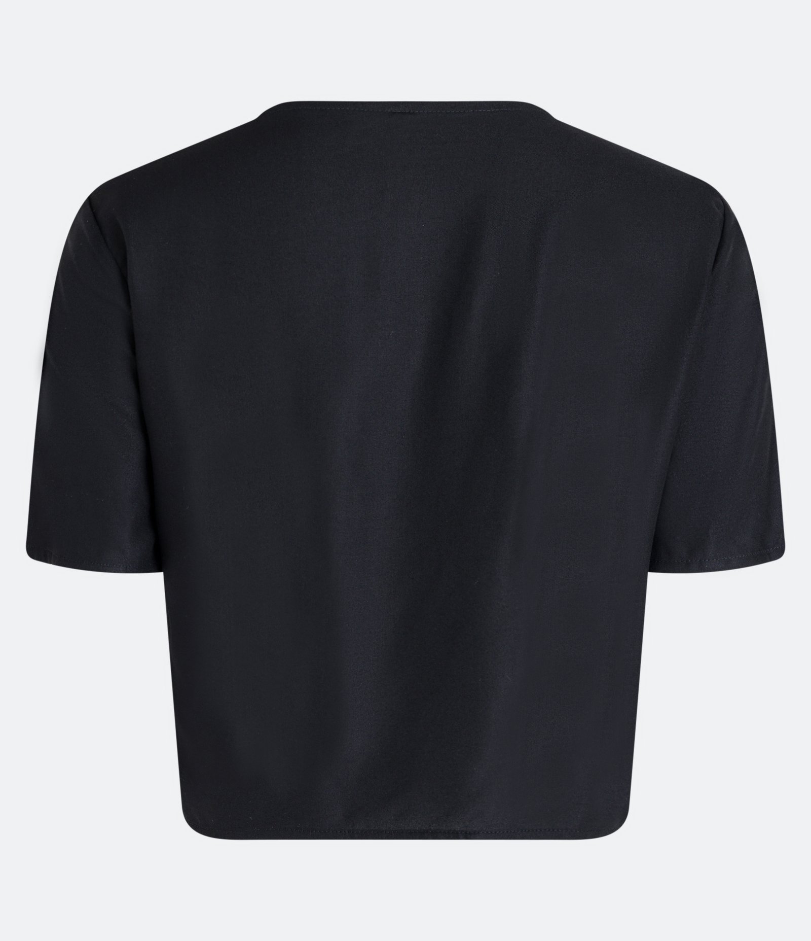 Blusinha Cropped em Viscose com Barra Transpassada Preto 2