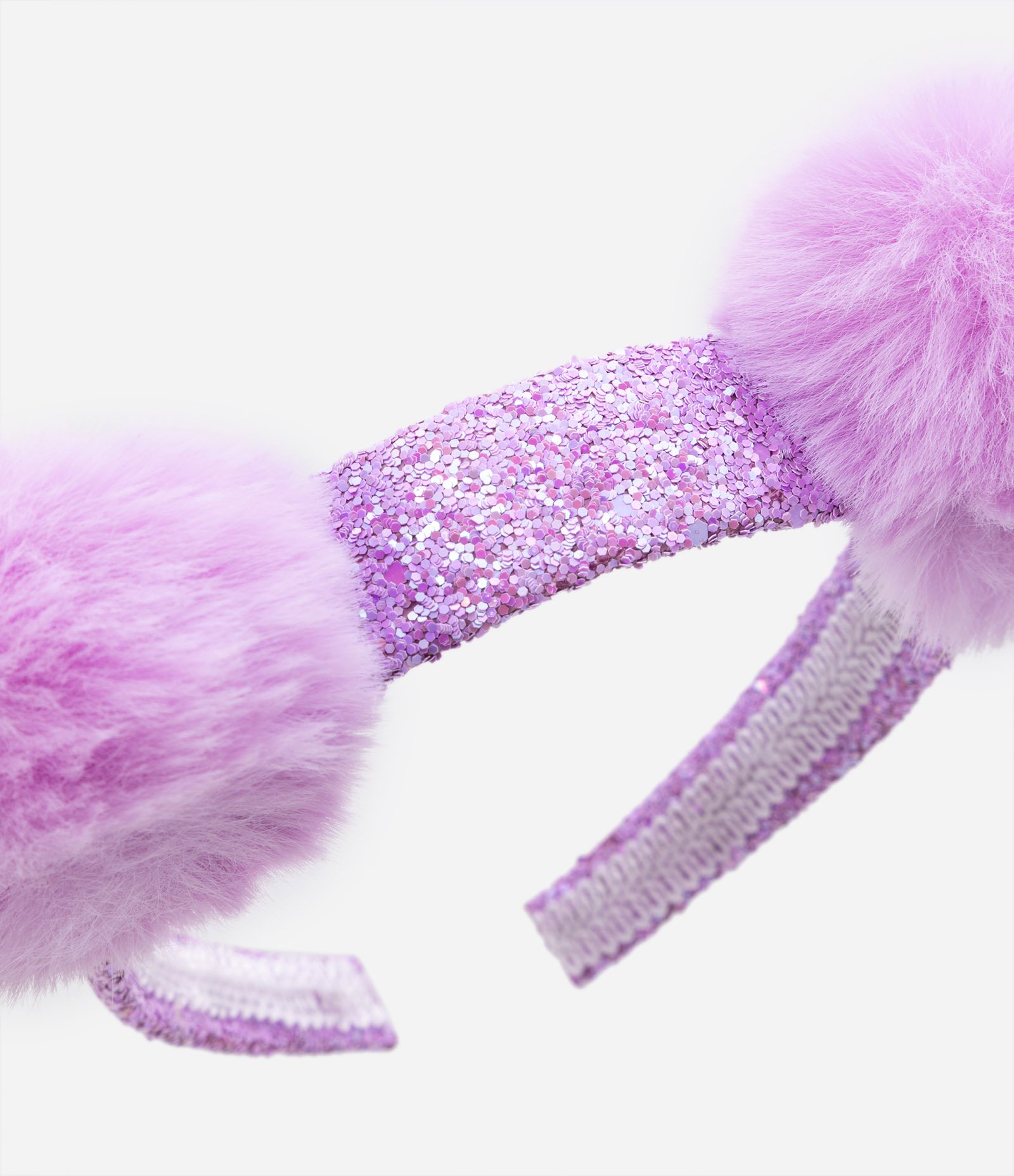 Tiara Infantil com Glitter e Pompons Lilás 2