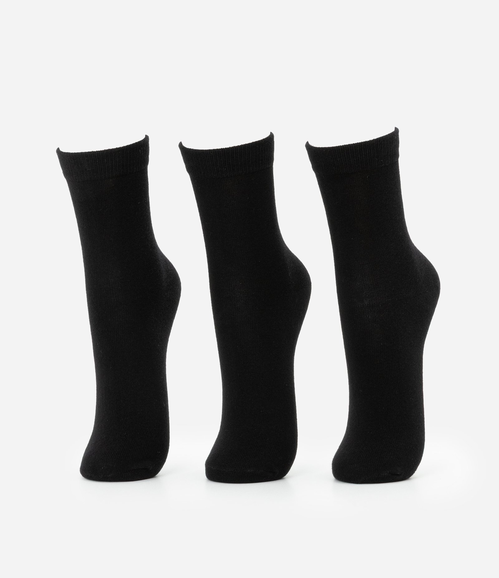 Kit 03 Meias Cano Médio em Algodão Seamless Preto 1