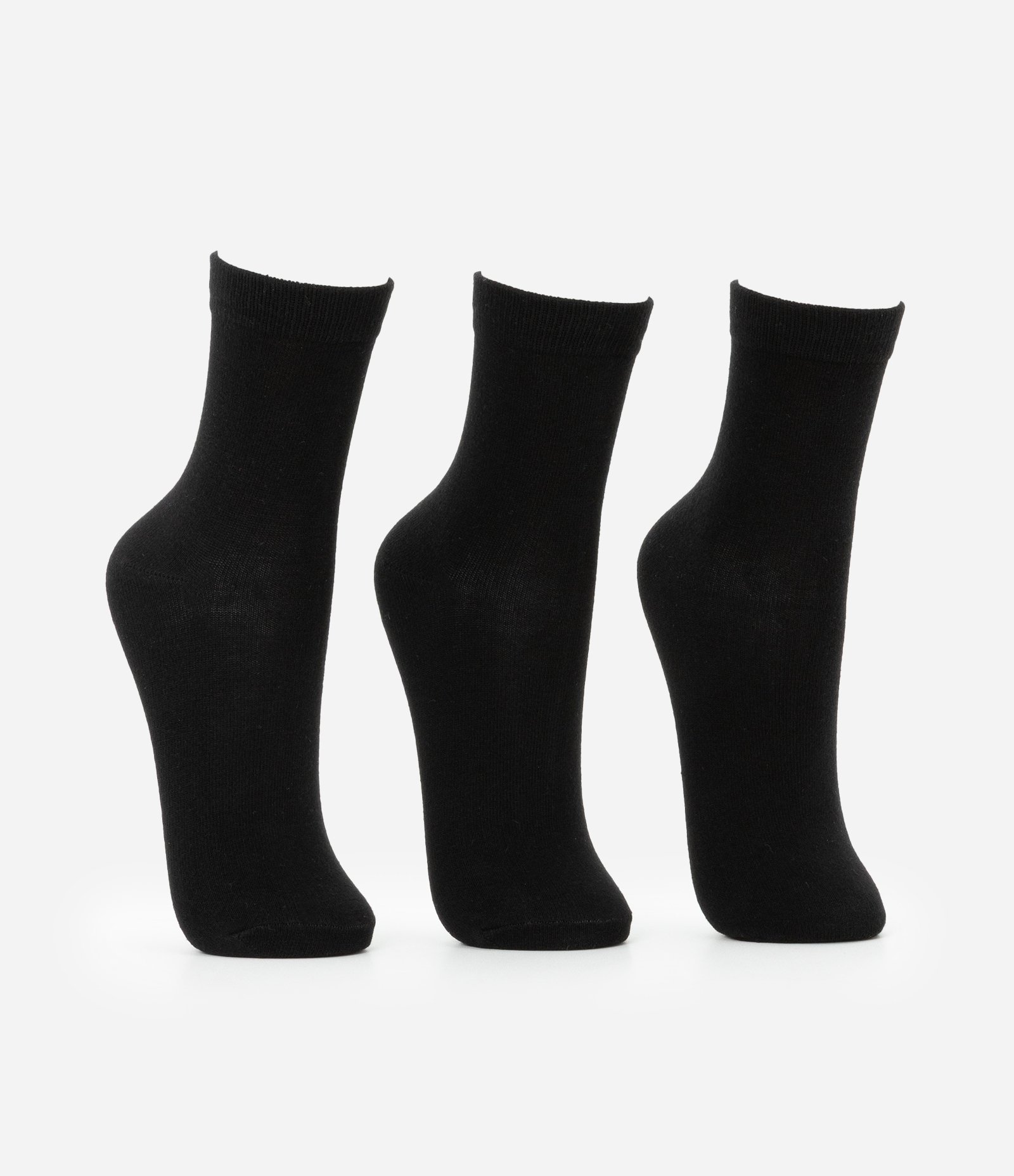 Kit 03 Meias Cano Médio em Algodão Seamless Preto 2