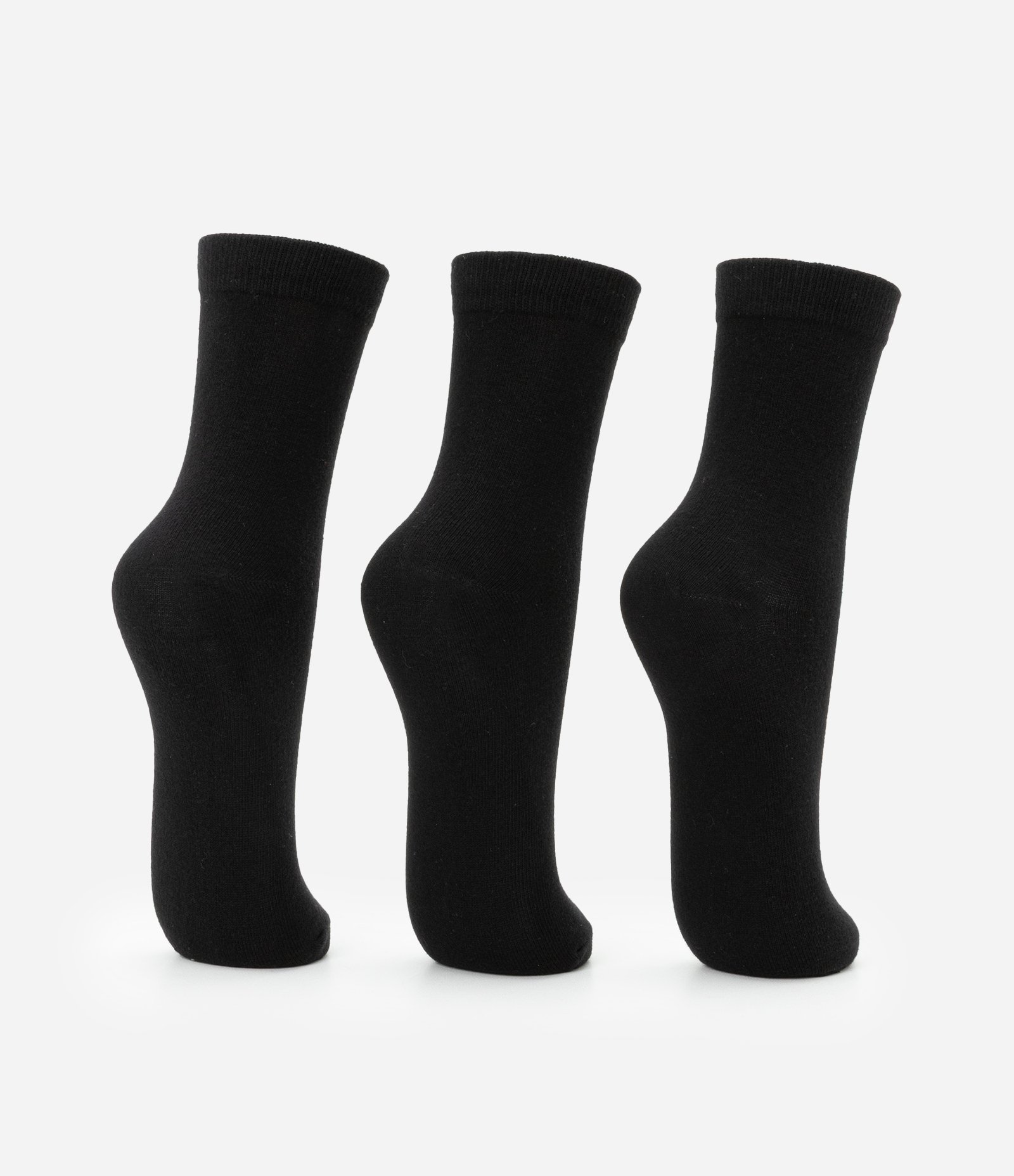 Kit 03 Meias Cano Médio em Algodão Seamless Preto 3