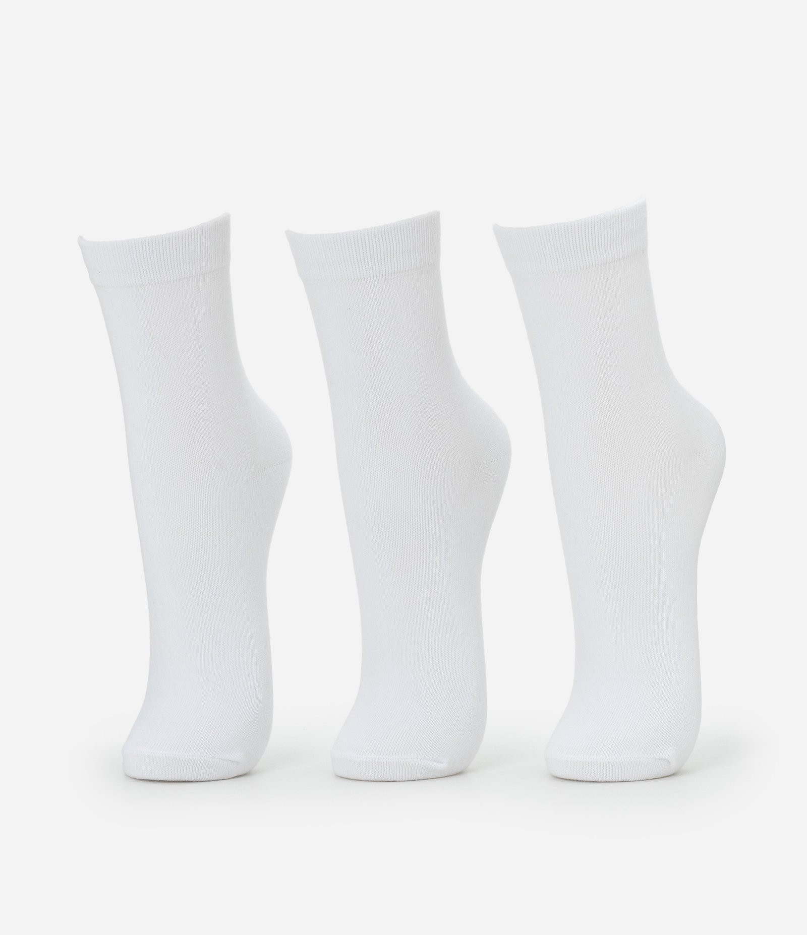 Kit 03 Meias Cano Médio em Algodão Seamless Branco 1