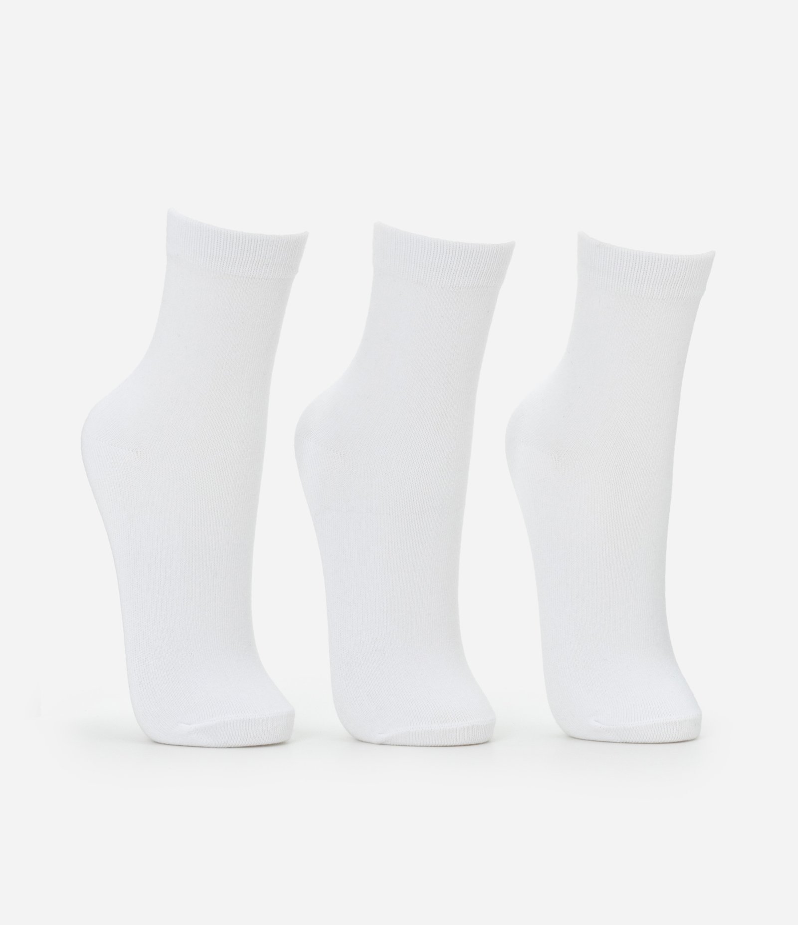 Kit 03 Meias Cano Médio em Algodão Seamless Branco 2