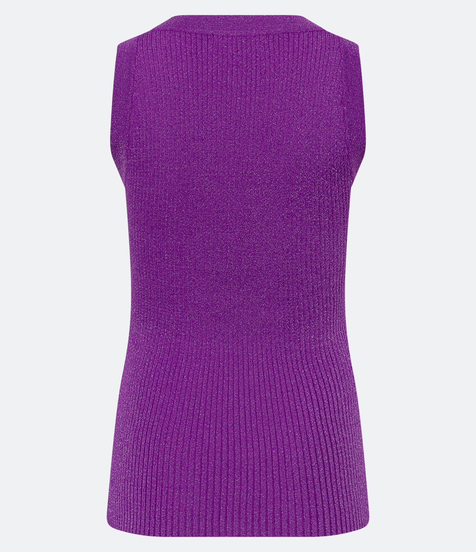 Blusa Sem Manga em Viscose Canelada com Fio Metalizado Roxo 8