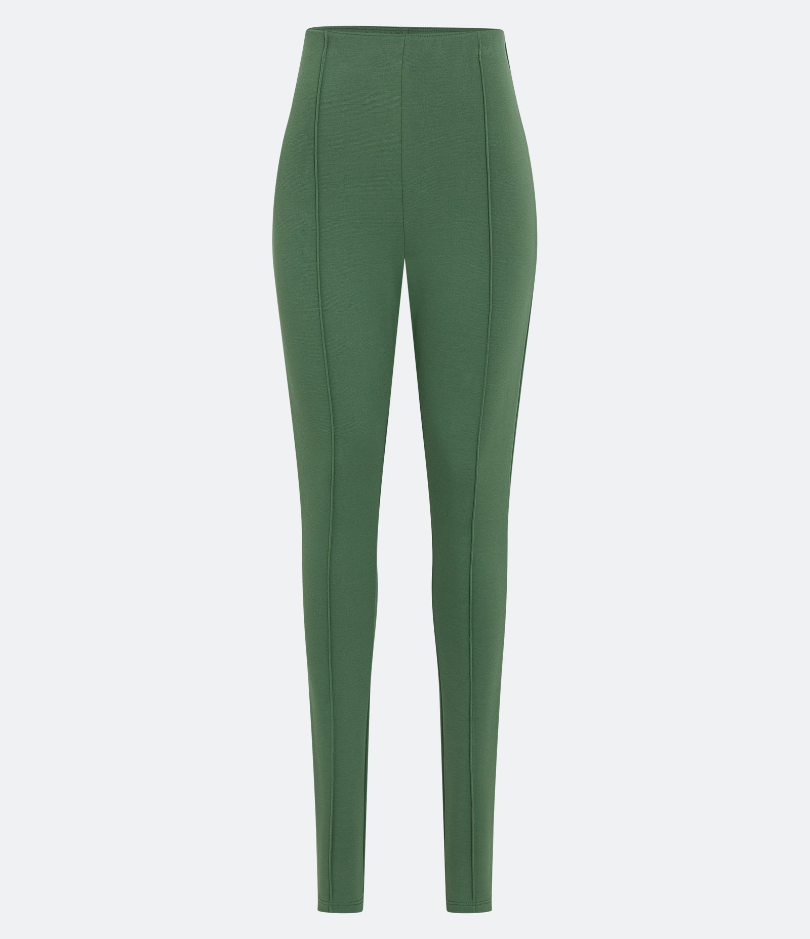 Calça Legging em Ponto Roma com Frisos Verticais Verde 1
