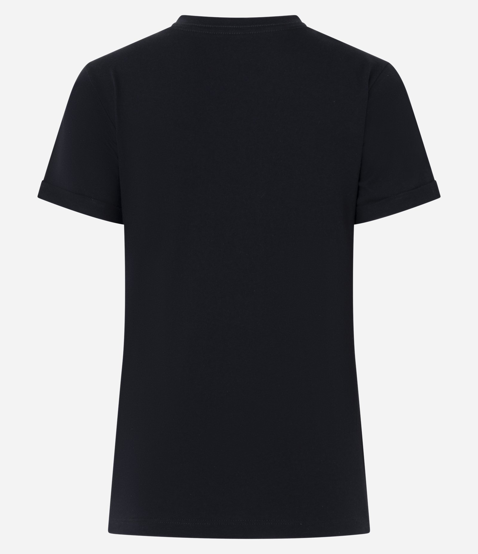 Camiseta Regular em Algodão com Manga Dobrada Preto 5