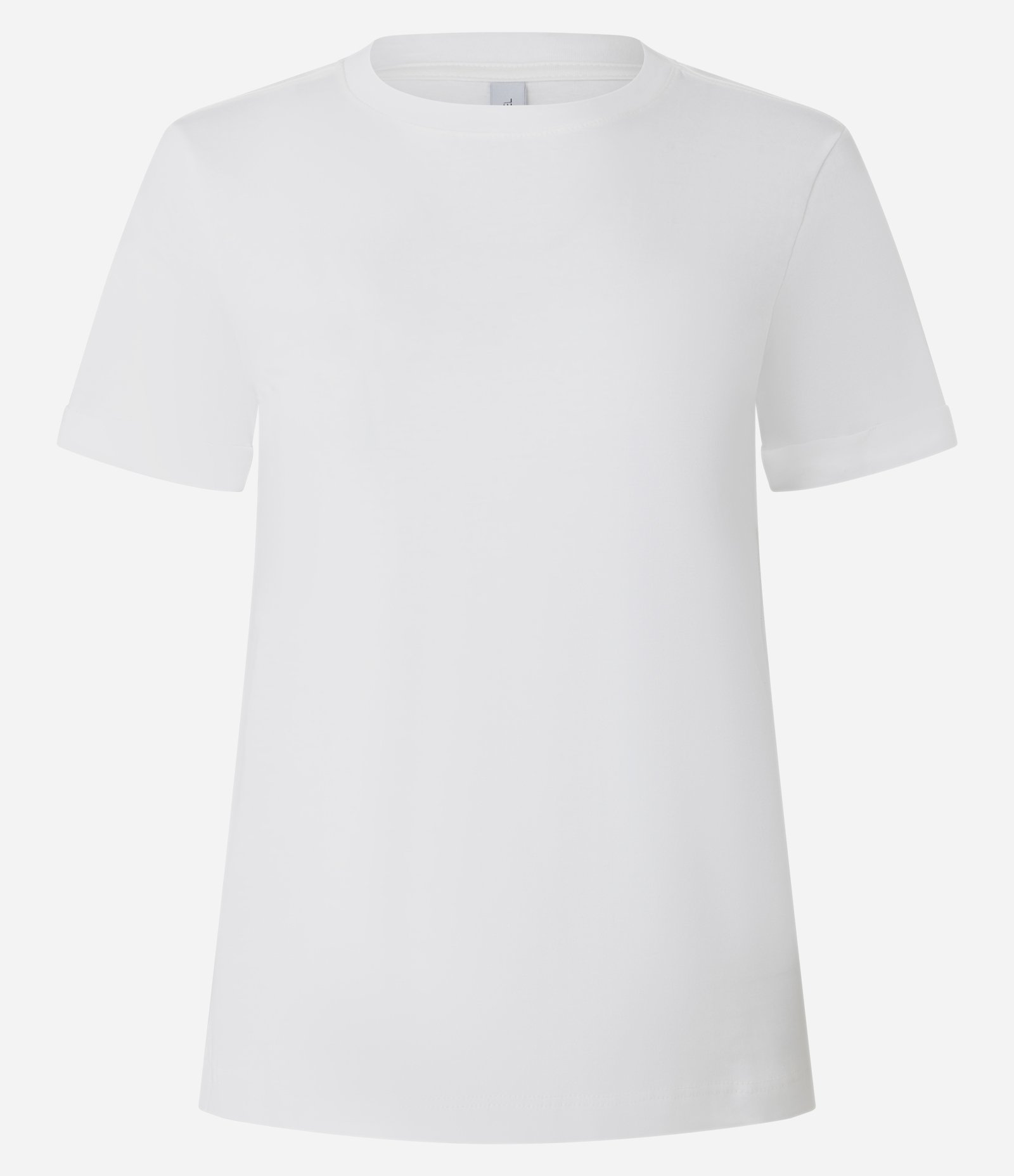 Camiseta Regular em Algodão com Manga Dobrada Branco 7