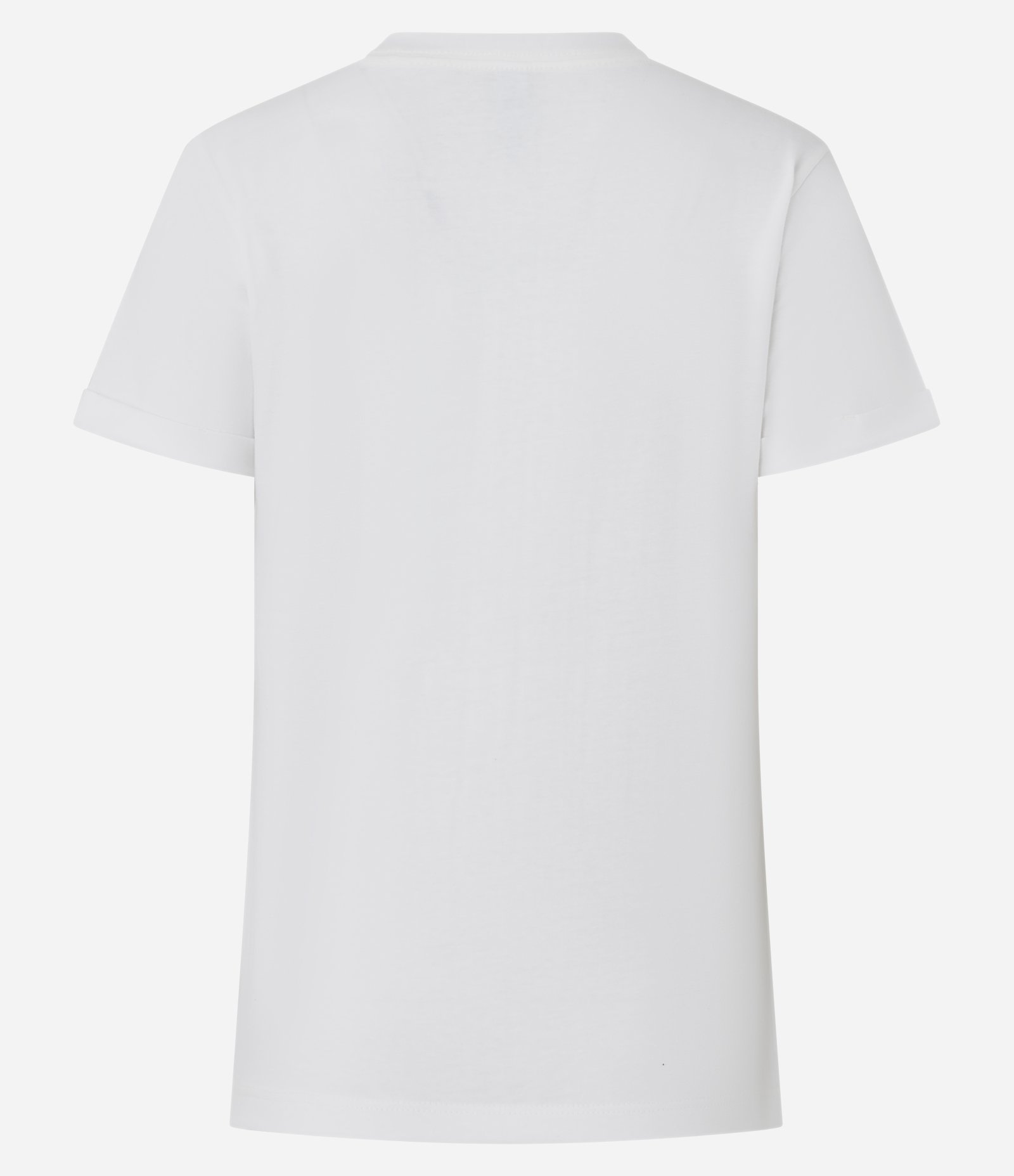 Camiseta Regular em Algodão com Manga Dobrada Branco 8