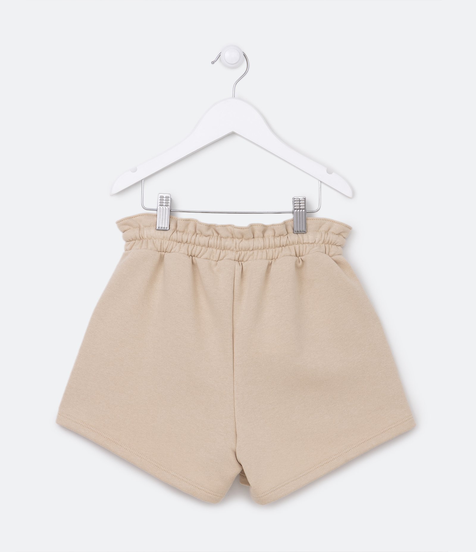 Short Clochard Infantil em Moletinho com Bolso - Tam 5 a 14 Anos Bege 2